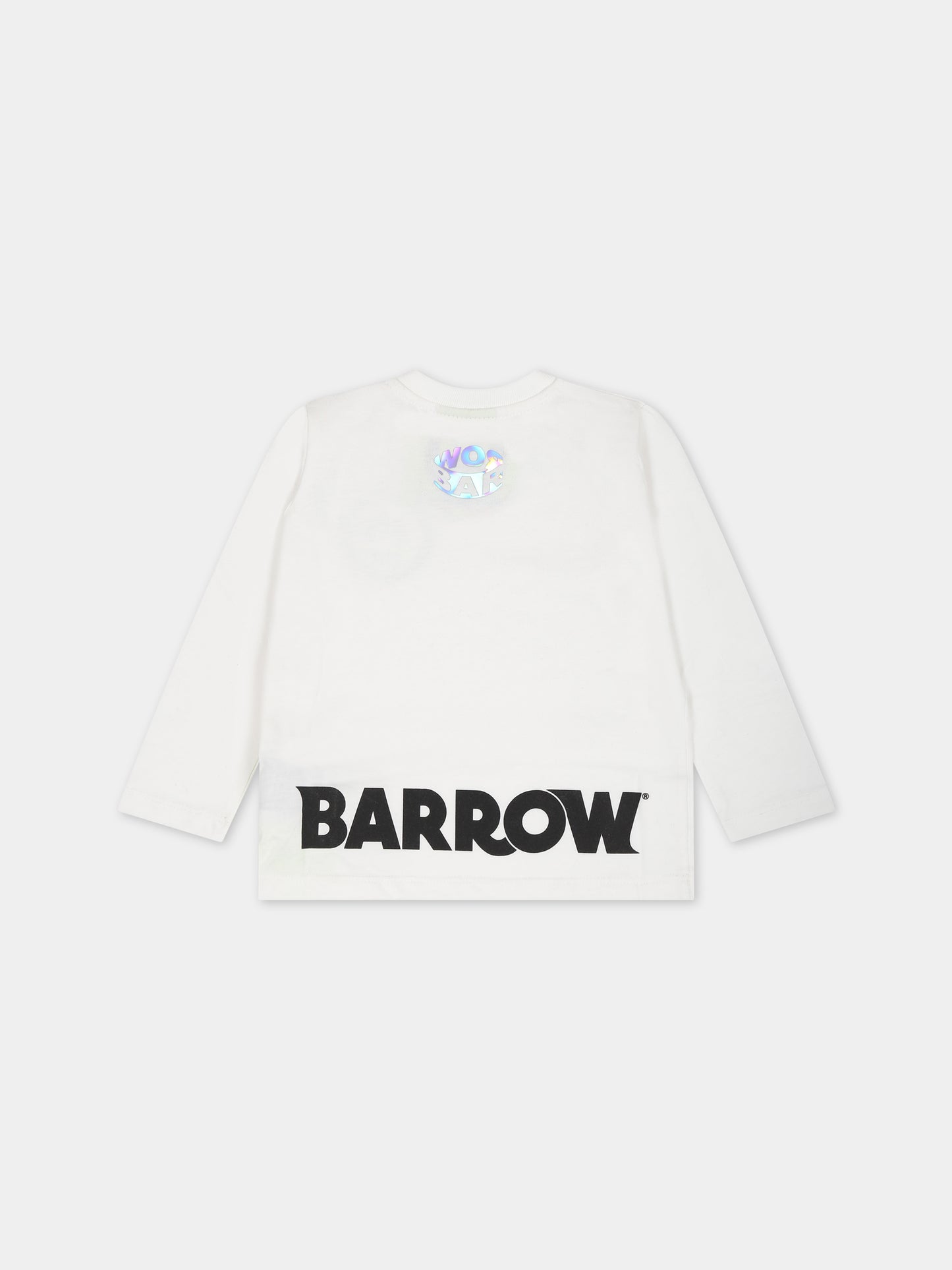 T-shirt bianca per neonati con logo e smile,Barrow,F3BKUNTH128 002