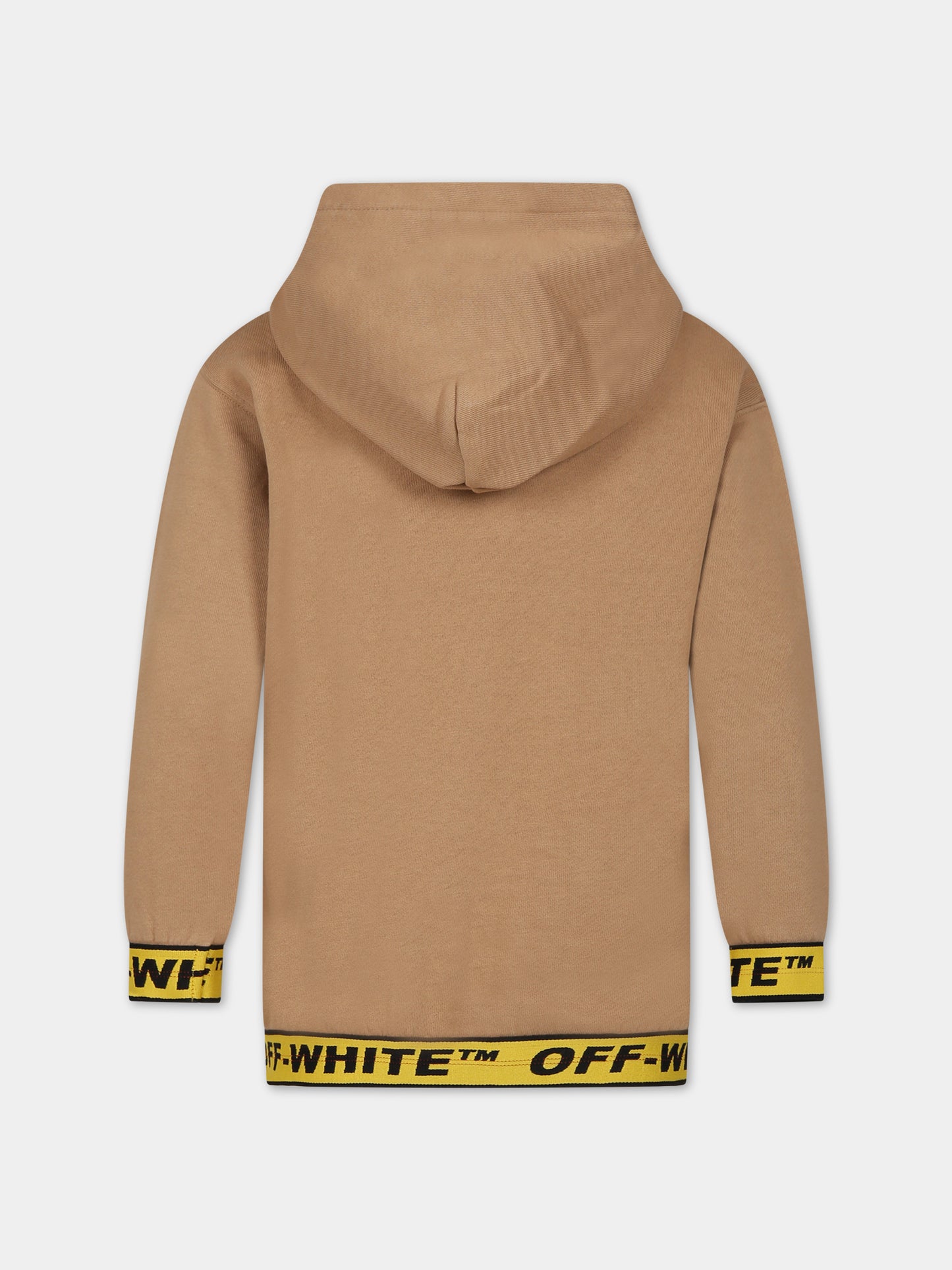 Felpa marrone per bambino con logo,Off White,OBBB004F23FLE0016318
