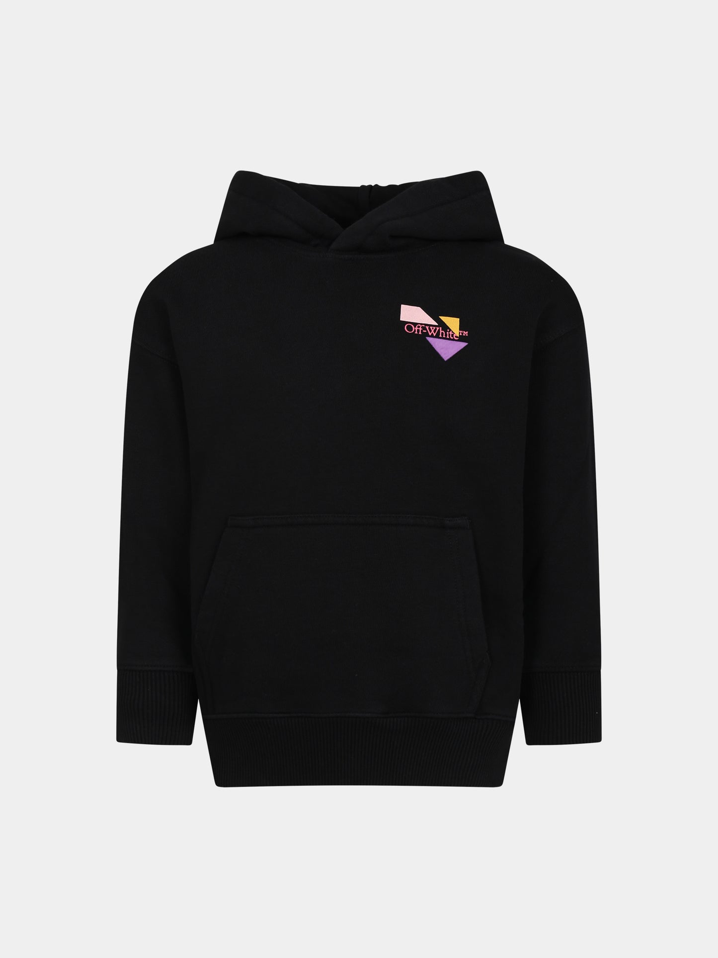 Felpa nera per bambina con logo,Off White,OGBB002F23FLE0041032