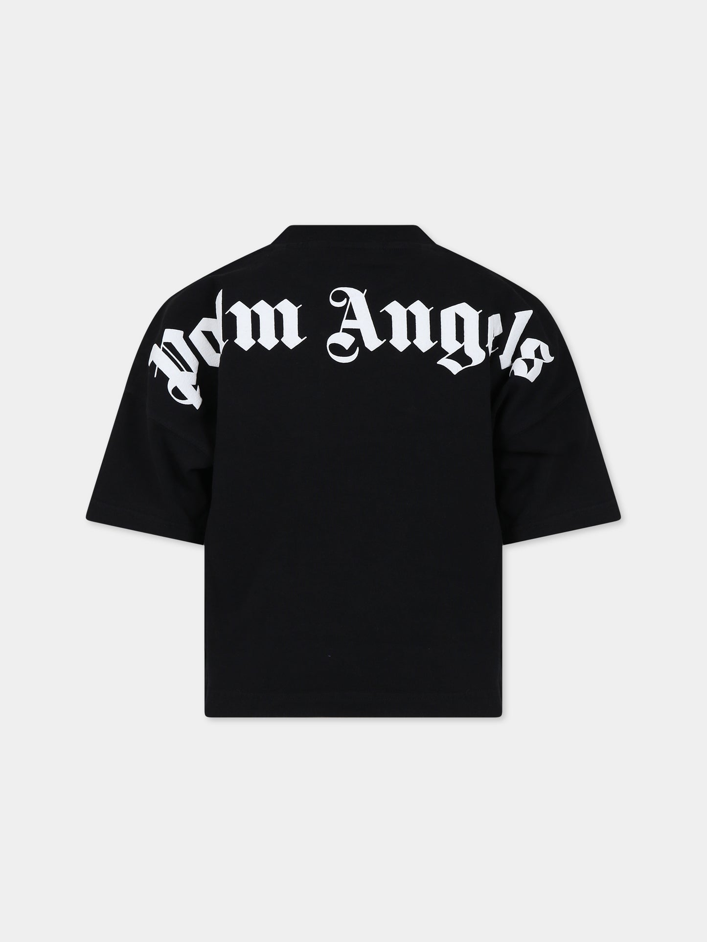 T-shirt nera per bambini con logo,Palm Angels,PBAA002C99JER0011001