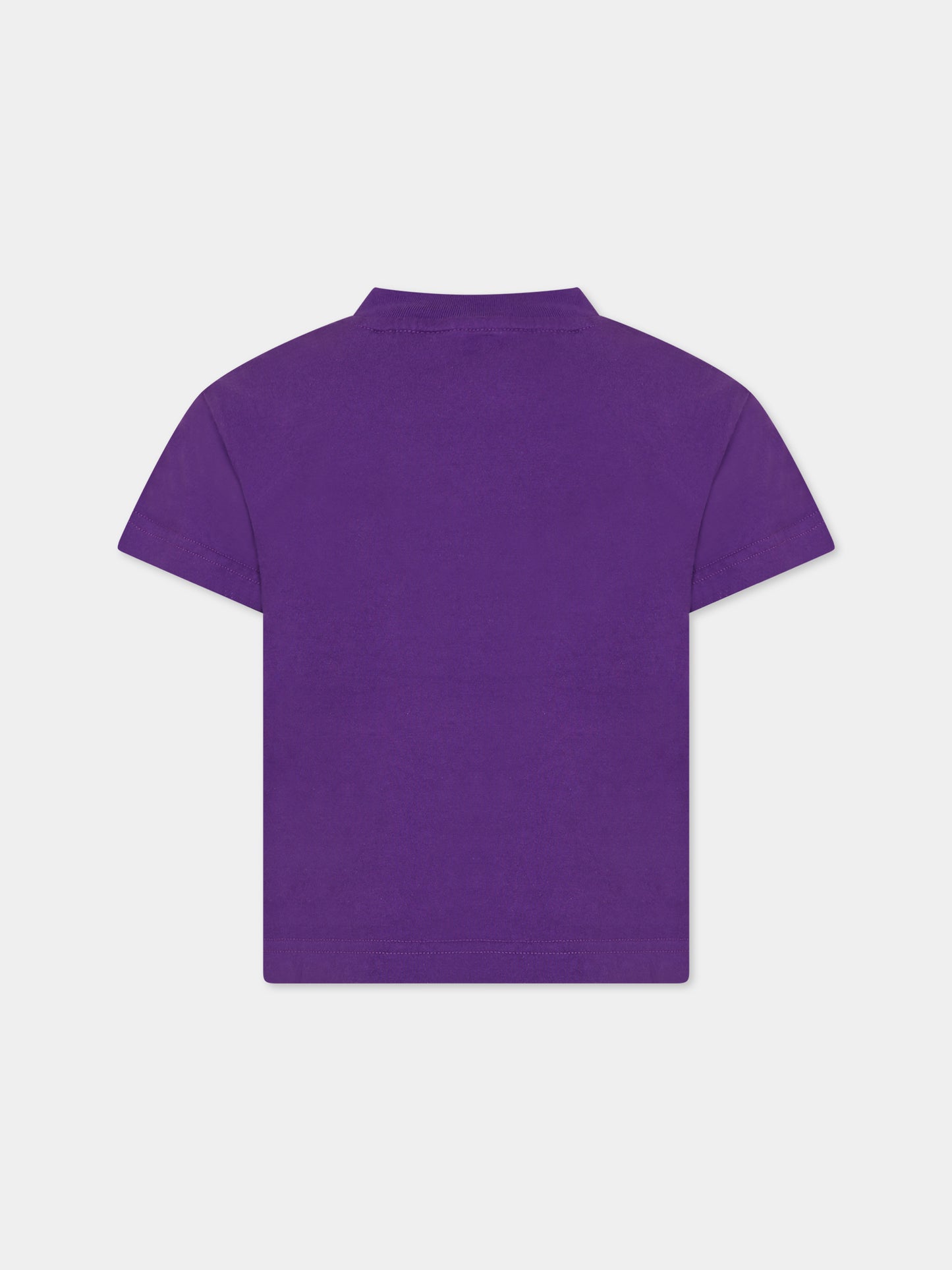 T-shirt viola per bambini con orso e logo,Palm Angels,PBAA003C99JER0013760