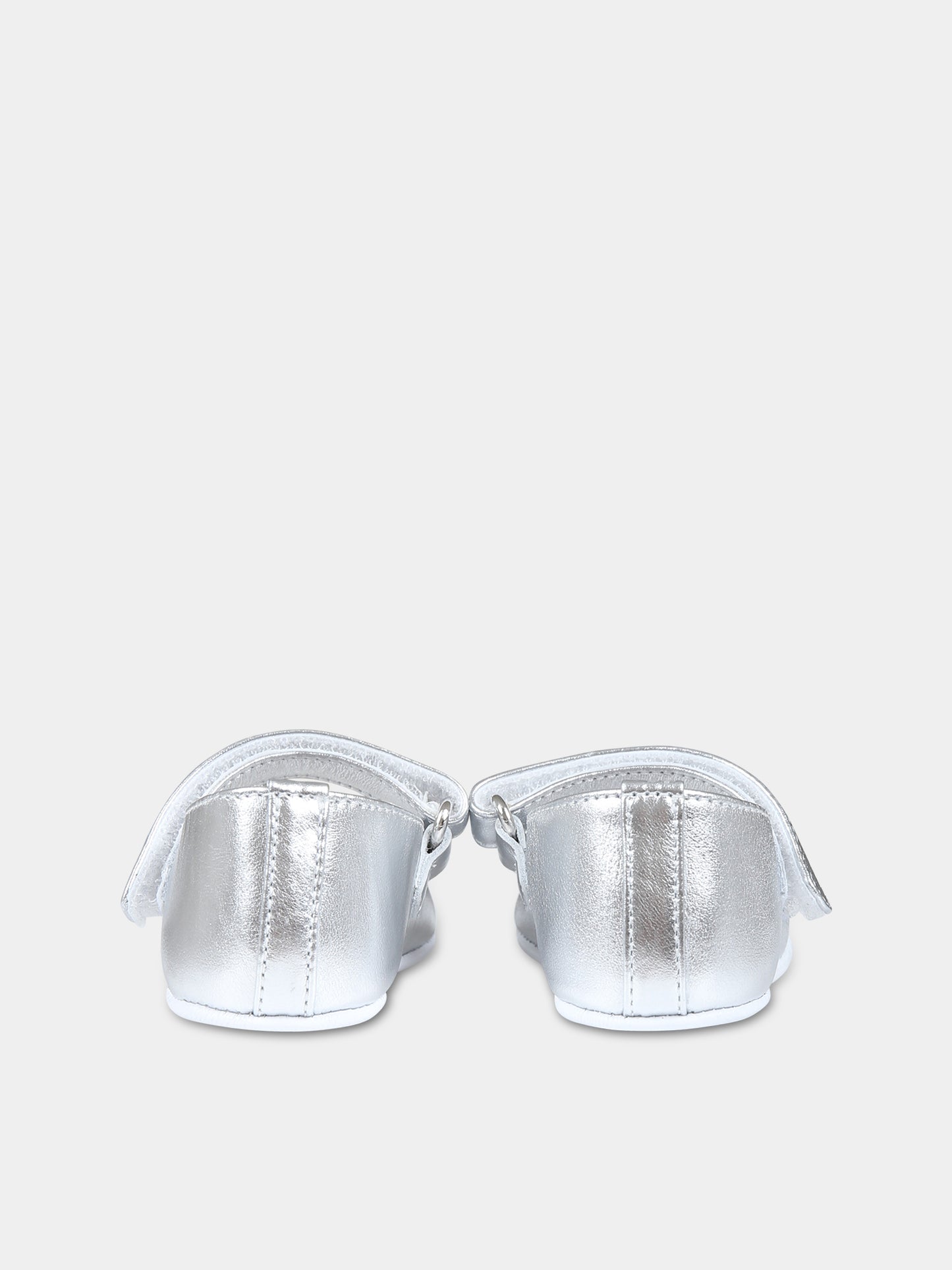 Ballerine argento per neonata con logo e Teddy Bear,Moschino Kids,75805 2