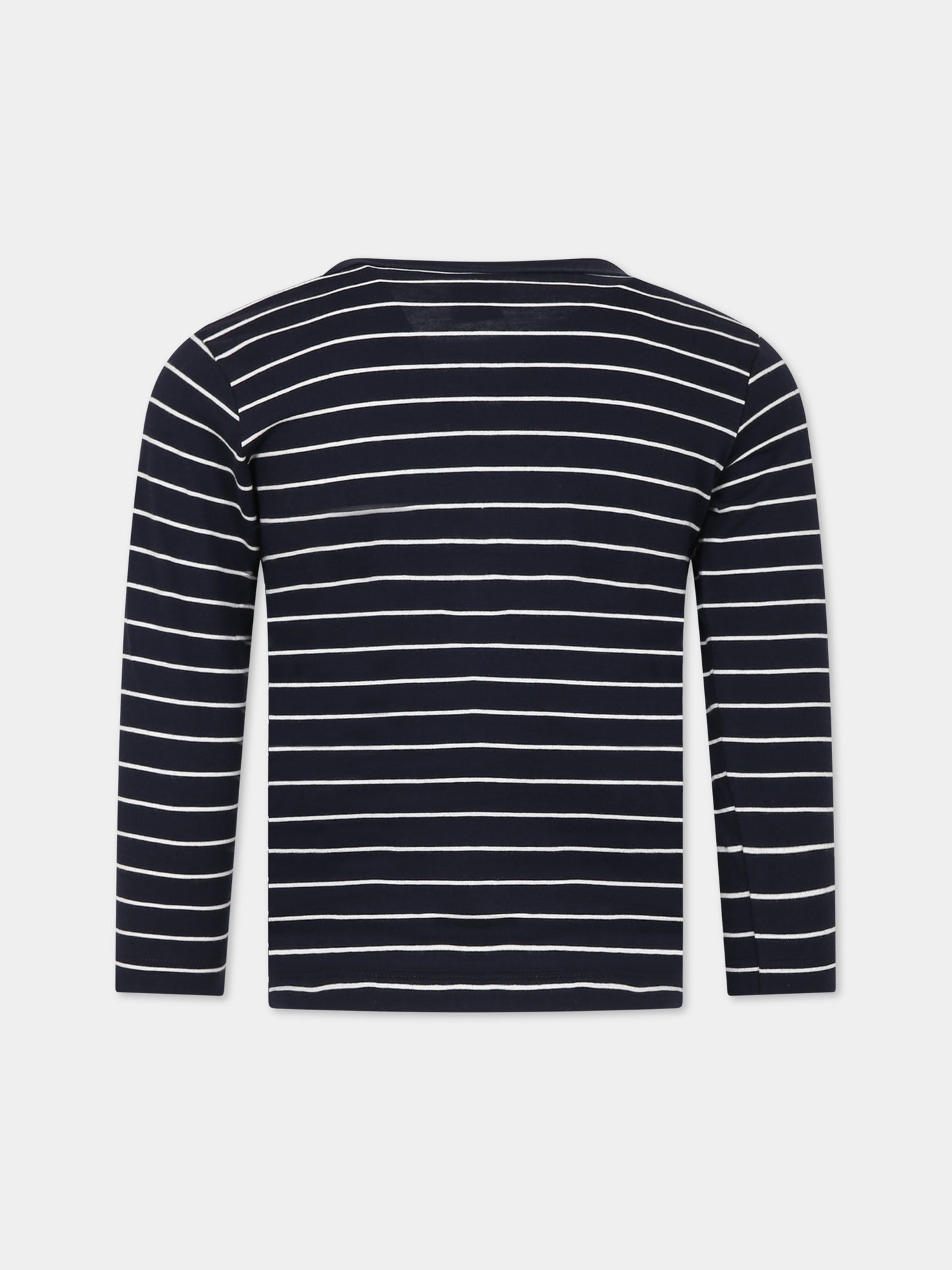 T-shirt blu per bambino con logo,Petit Bateau,A080S 01