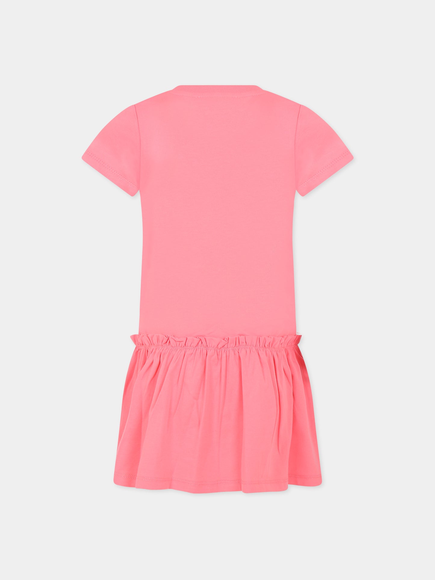 Vestito rosa per bambina con Teddy bear e fiori,Moschino Kids,HDV0CV LBA00 51047