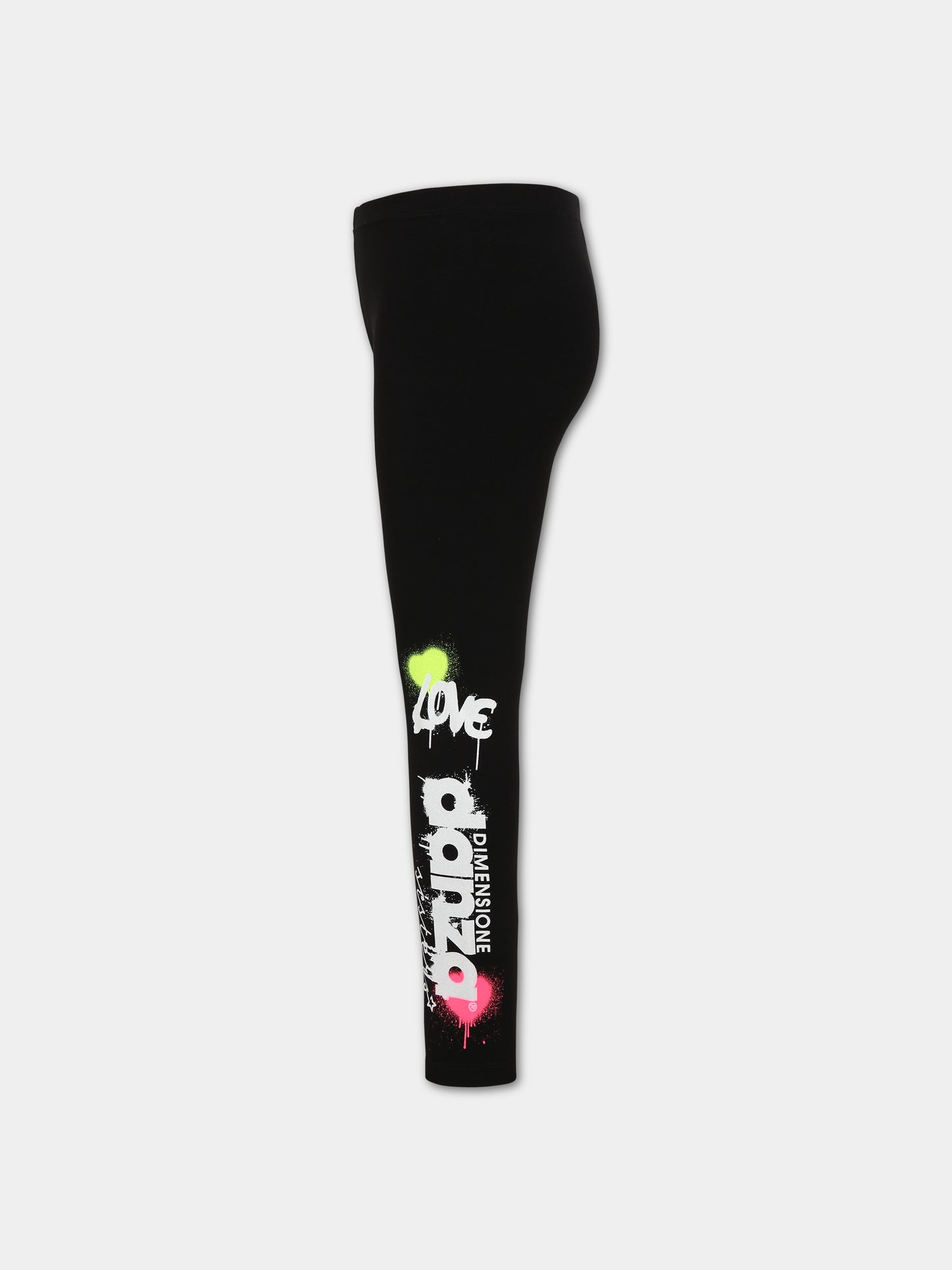 Leggings neri per bambina con logo con stampa,Dimensione Danza,031922 110