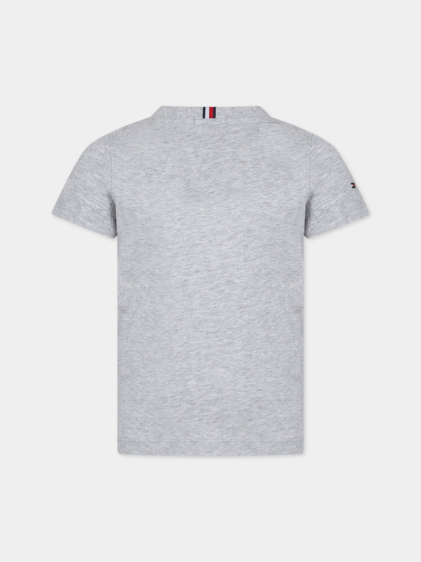 T-shirt grigia per bambino con logo,Tommy Hilfiger Junior,KS0KS00210