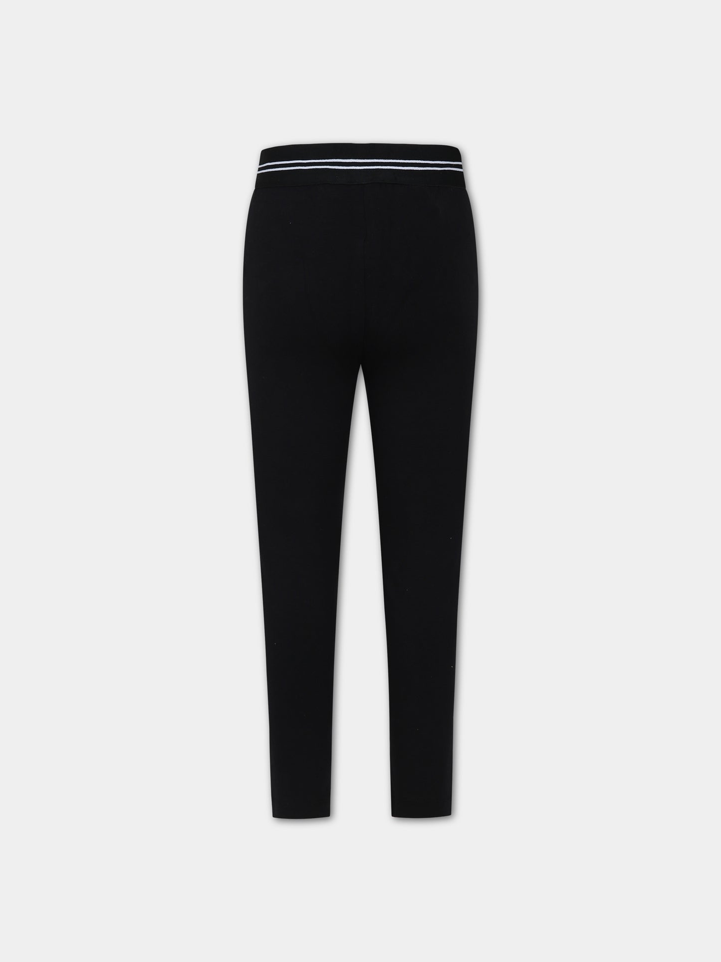 Leggings neri per bambina con logo,Msgm Kids,MS029461 110