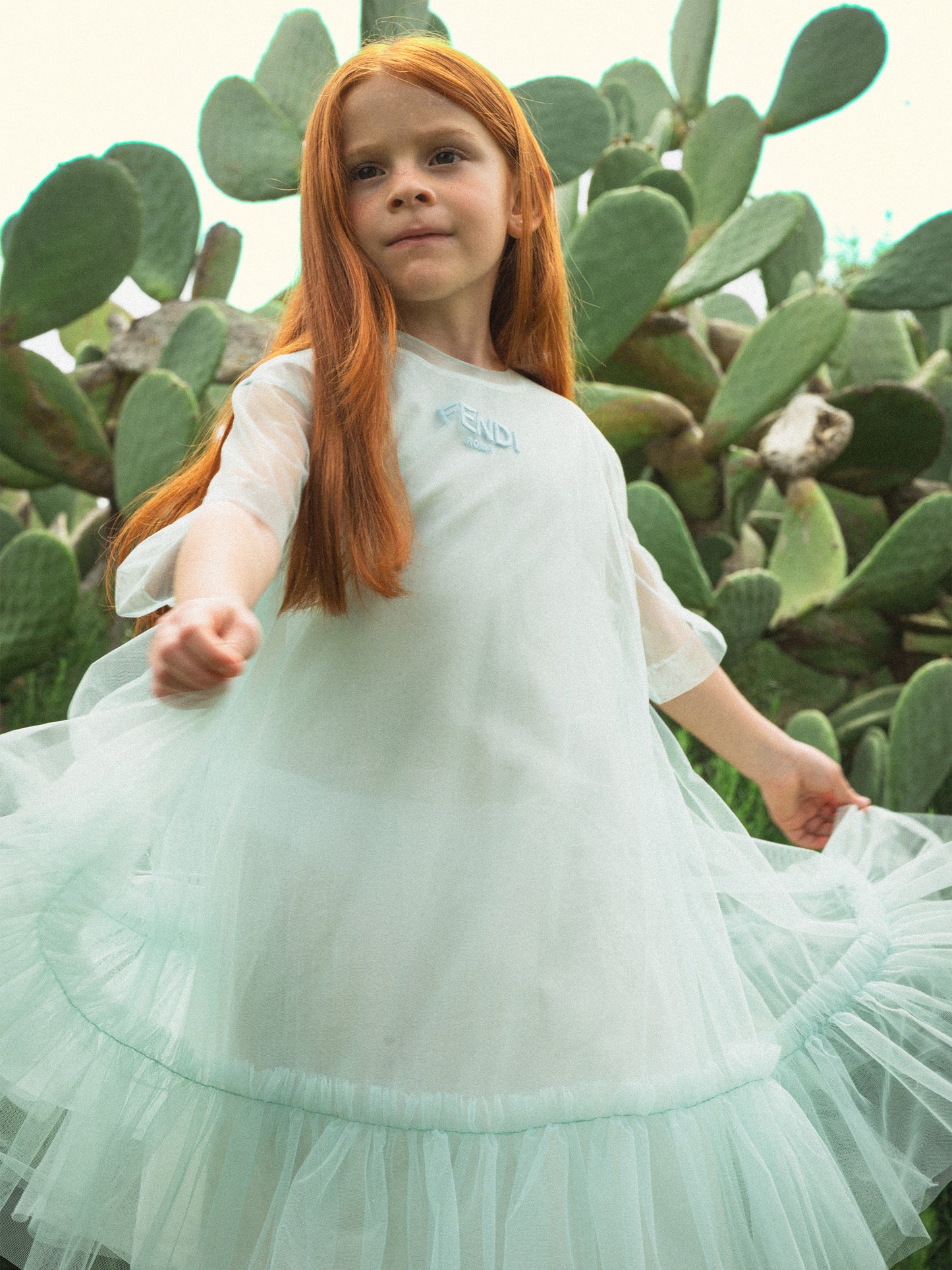 Green dress for girl with logo
