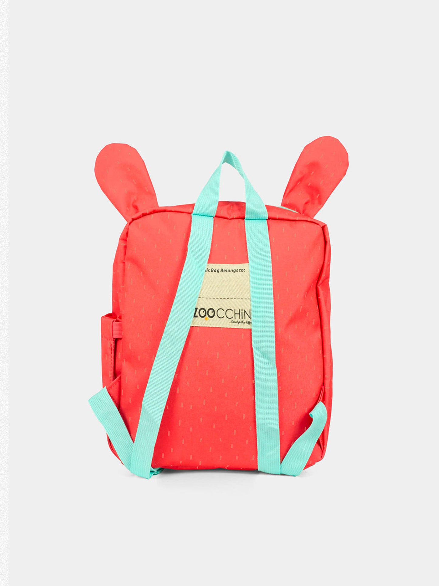 Red backpack for babykids with rabbit