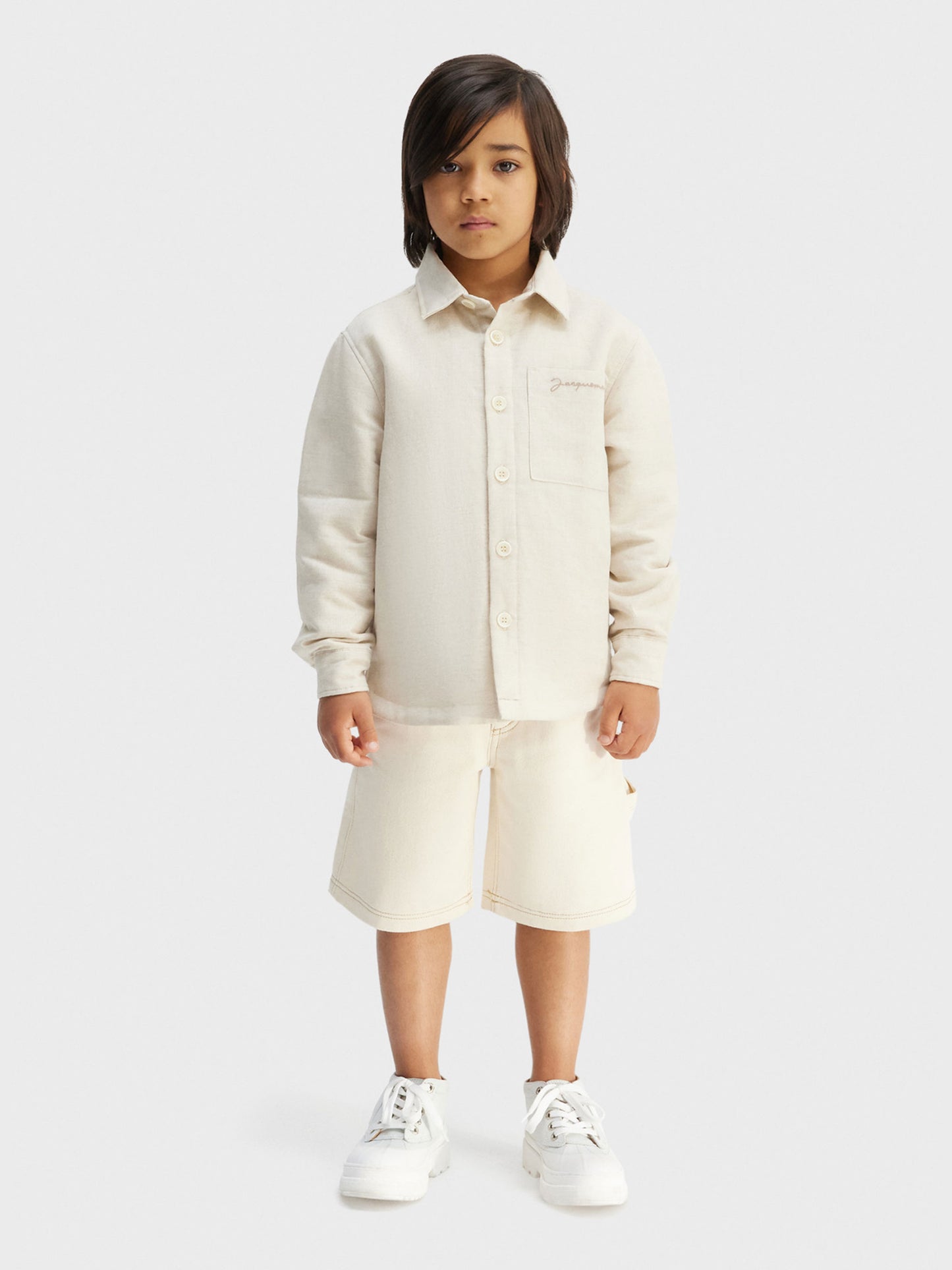 Beige 'La Chemise Boulanger' jacket for boy with logo