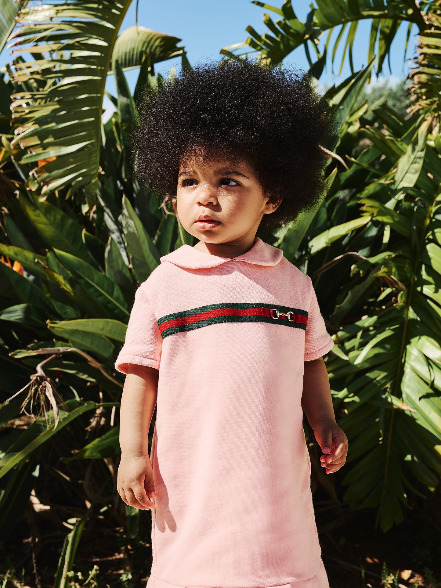 Pink dress for baby girl with horsebit