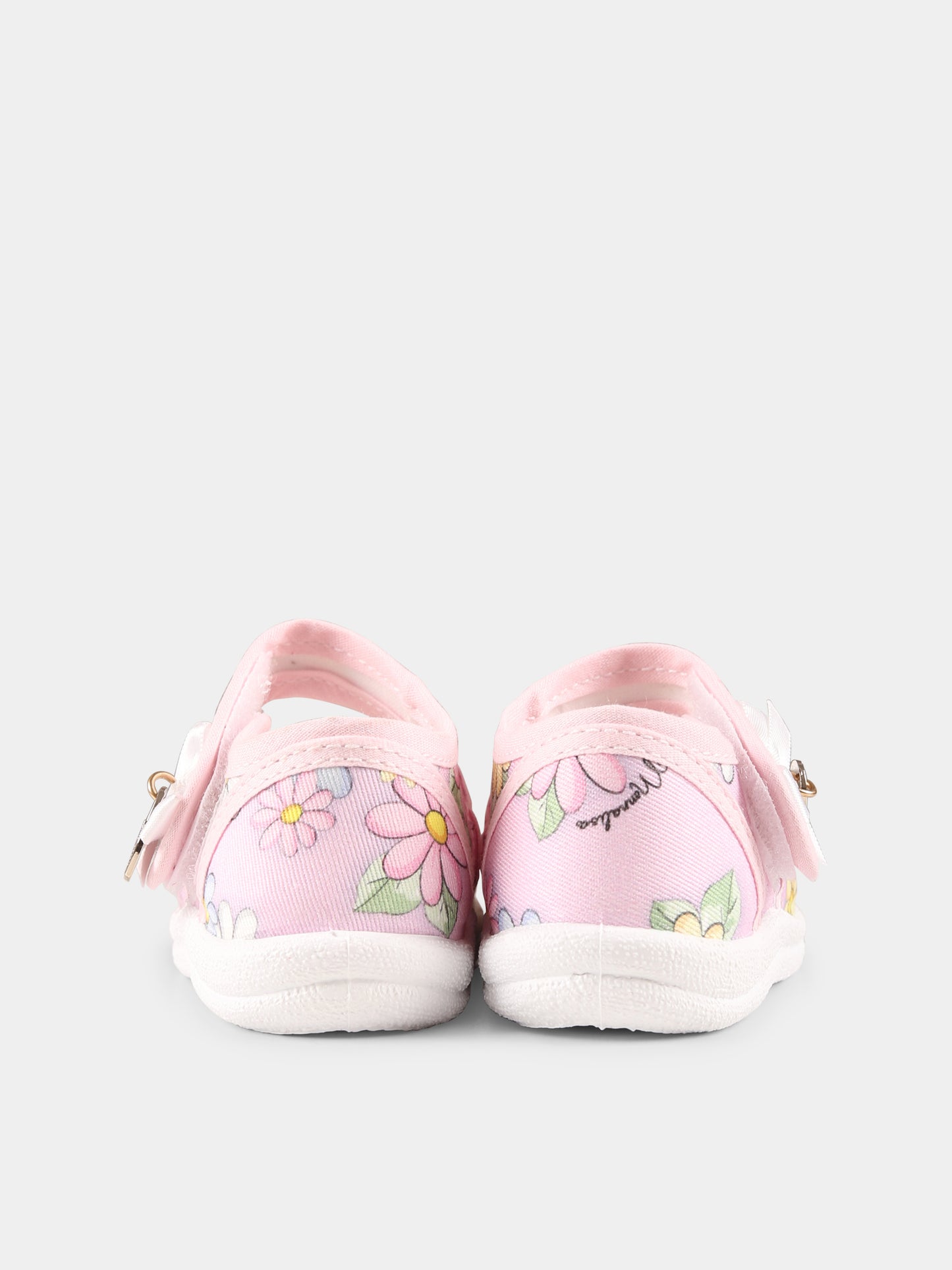 Pink flats for baby girl with daises