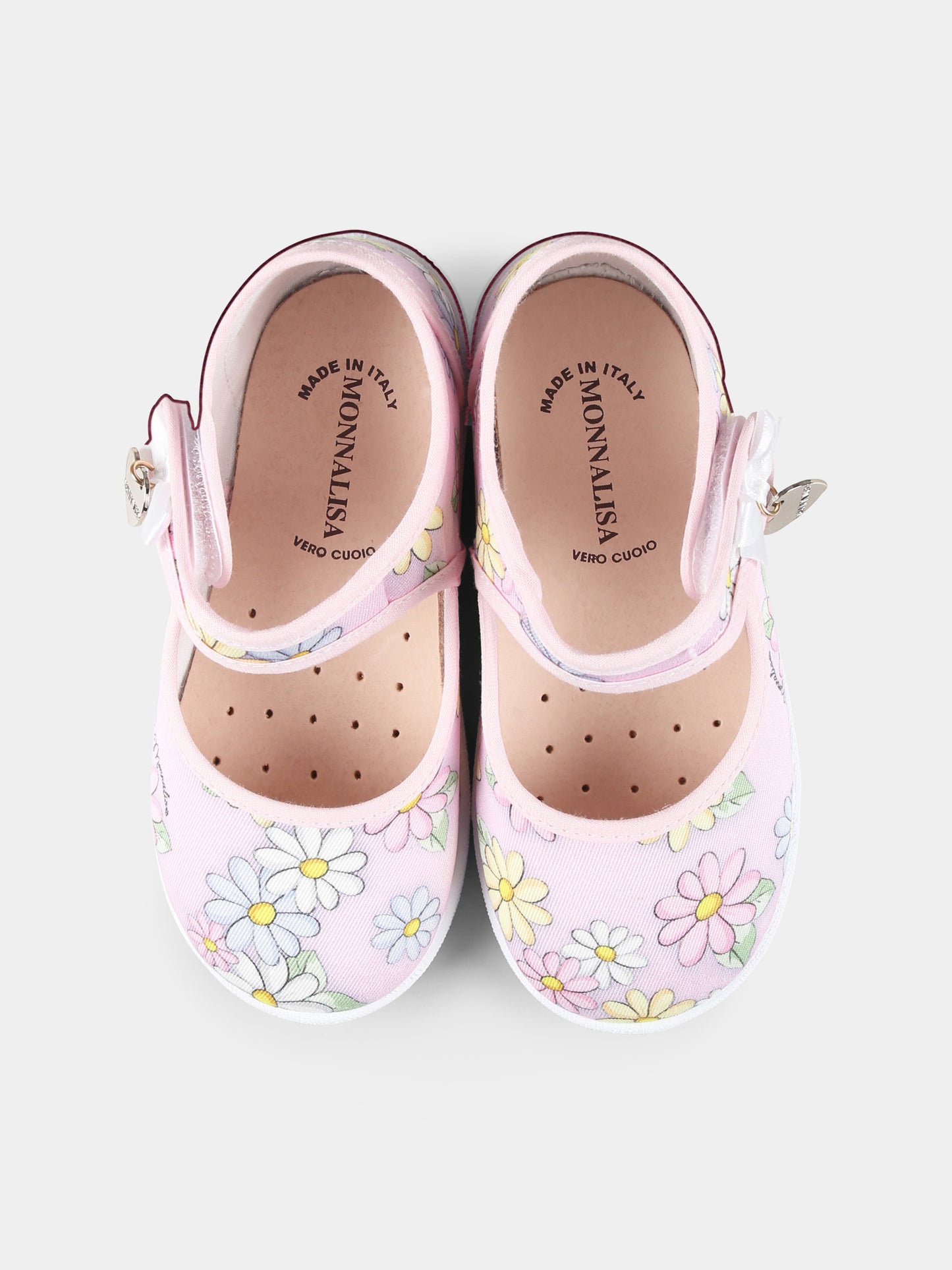 Pink ballet flats for girl with daises