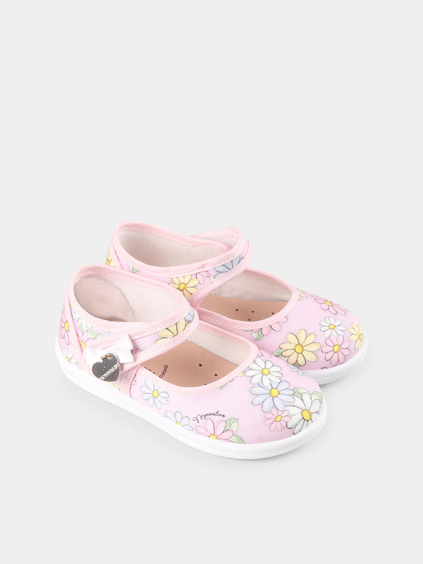 Pink ballet flats for girl with daises