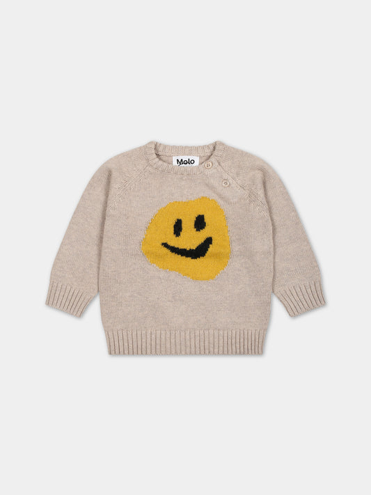 Ivory sweater for baby kids with smiley