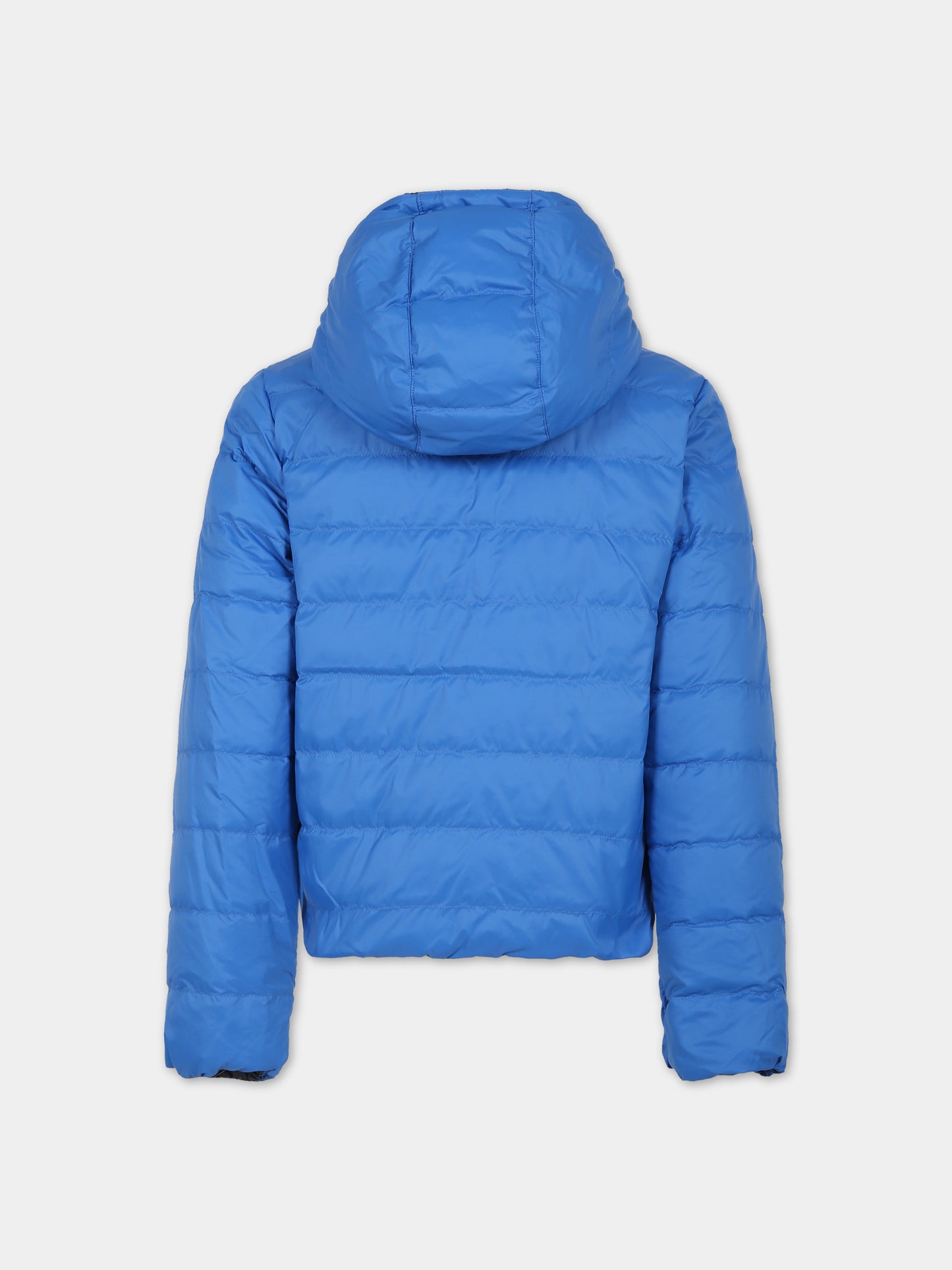 Blue down jacket for boy with logo