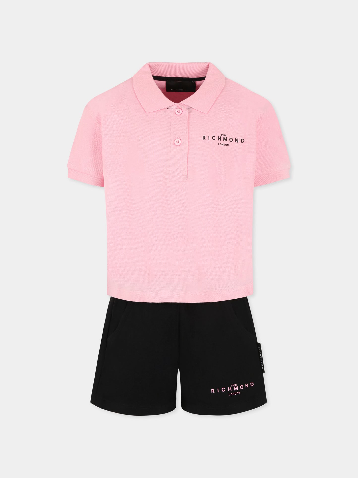 Pink suit for girl with logo