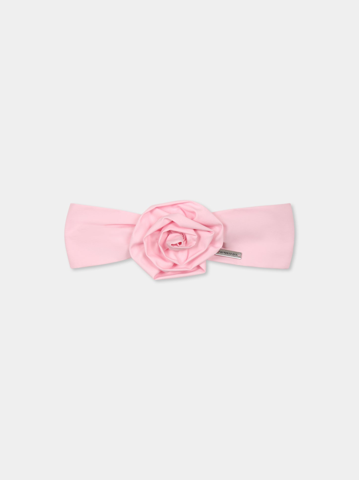 Pink headband for baby girl with rose