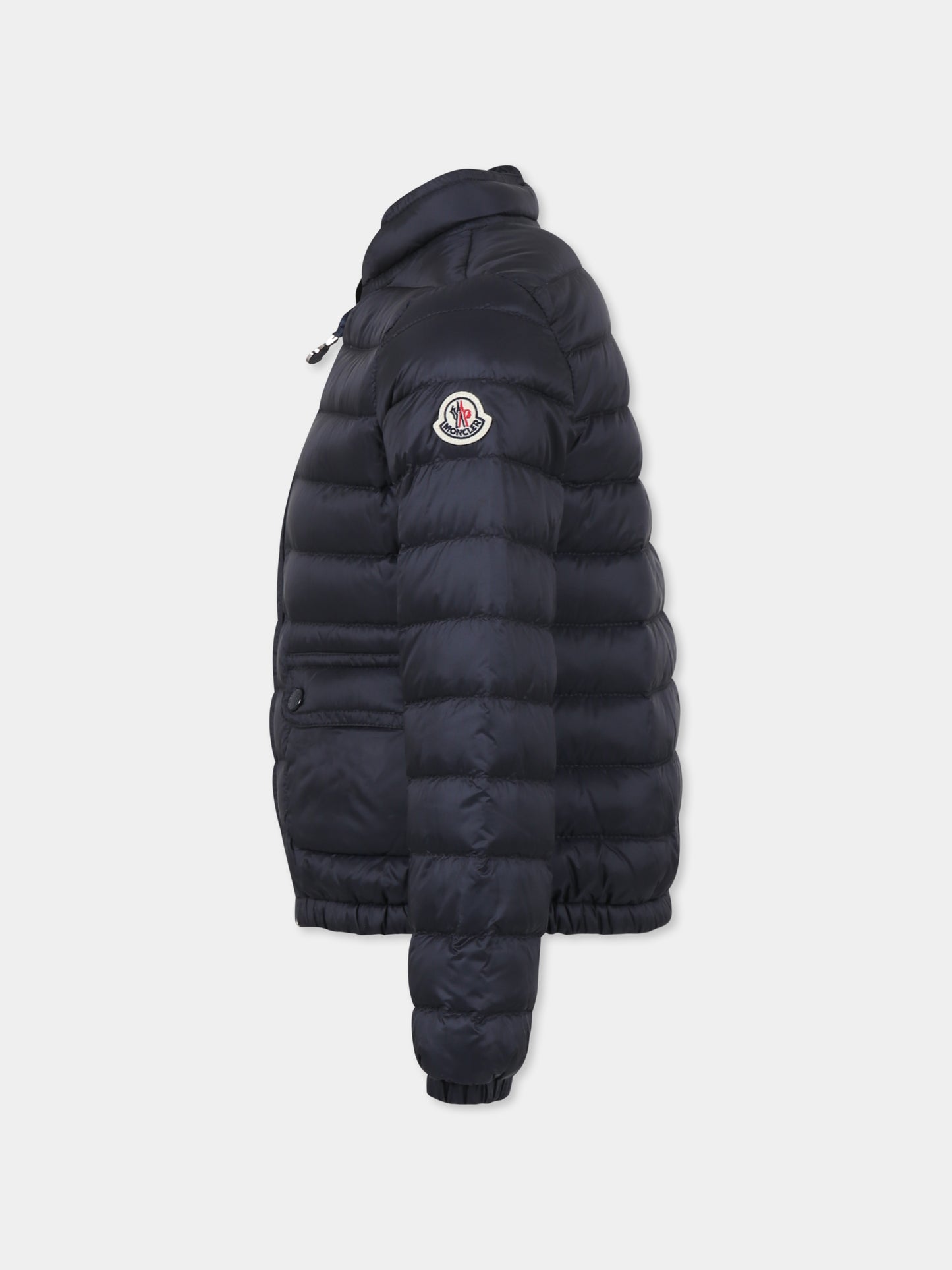 Blue down jacket for girl with logo