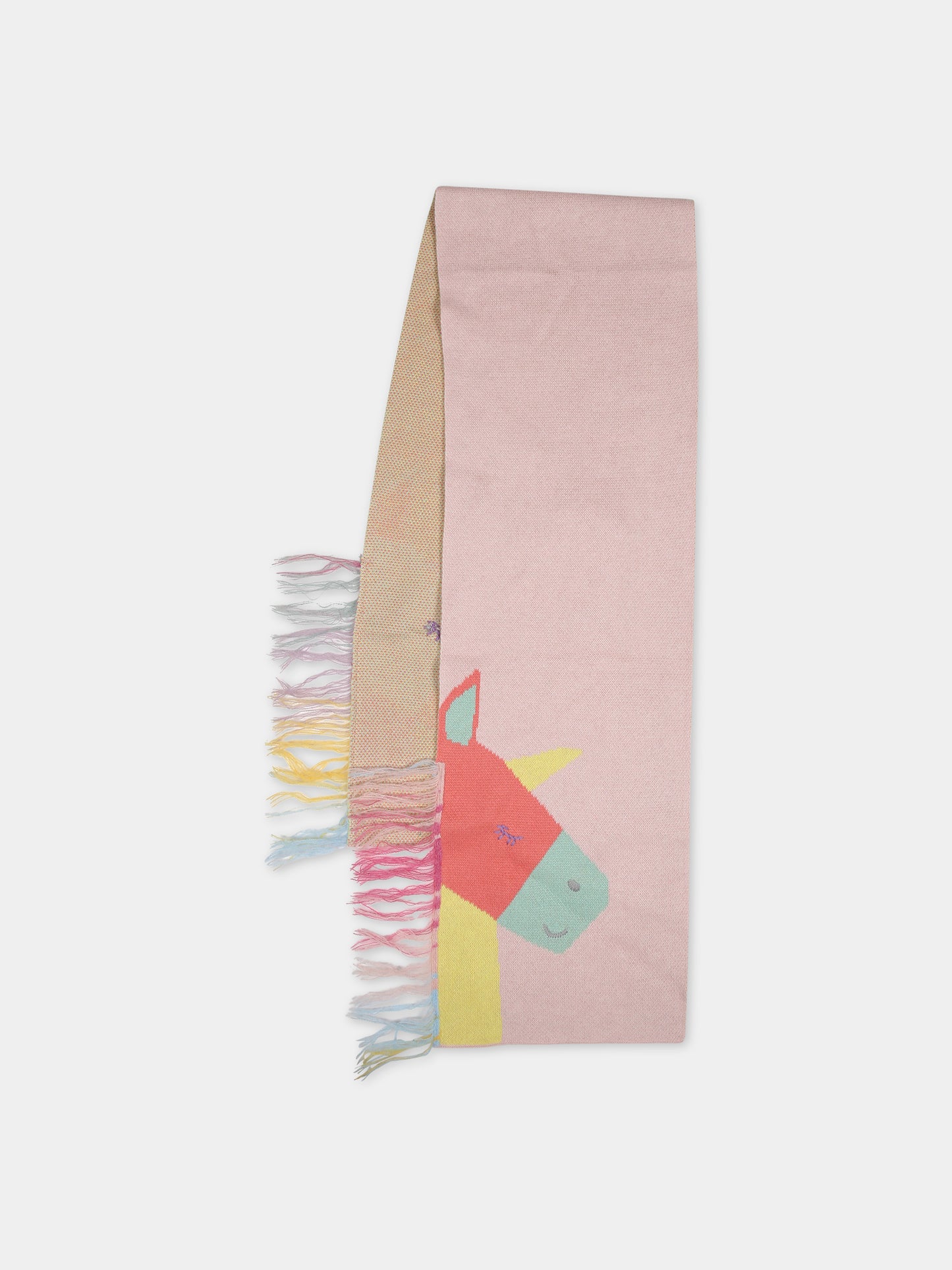 Pink scarf for girl with unicorns