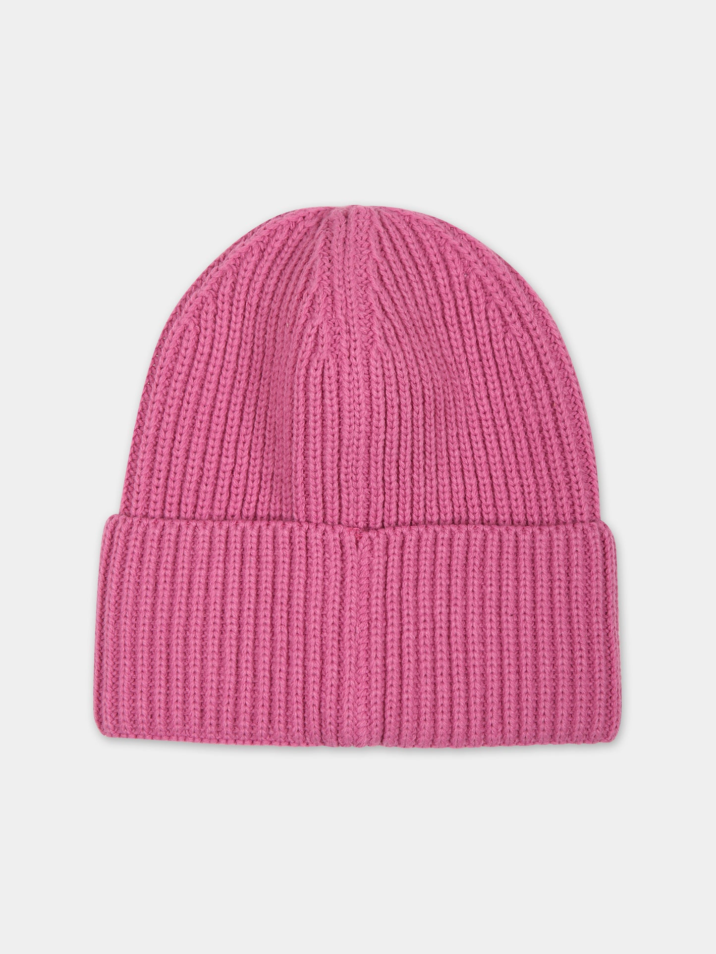 Fuchsia beanie for girl with logo