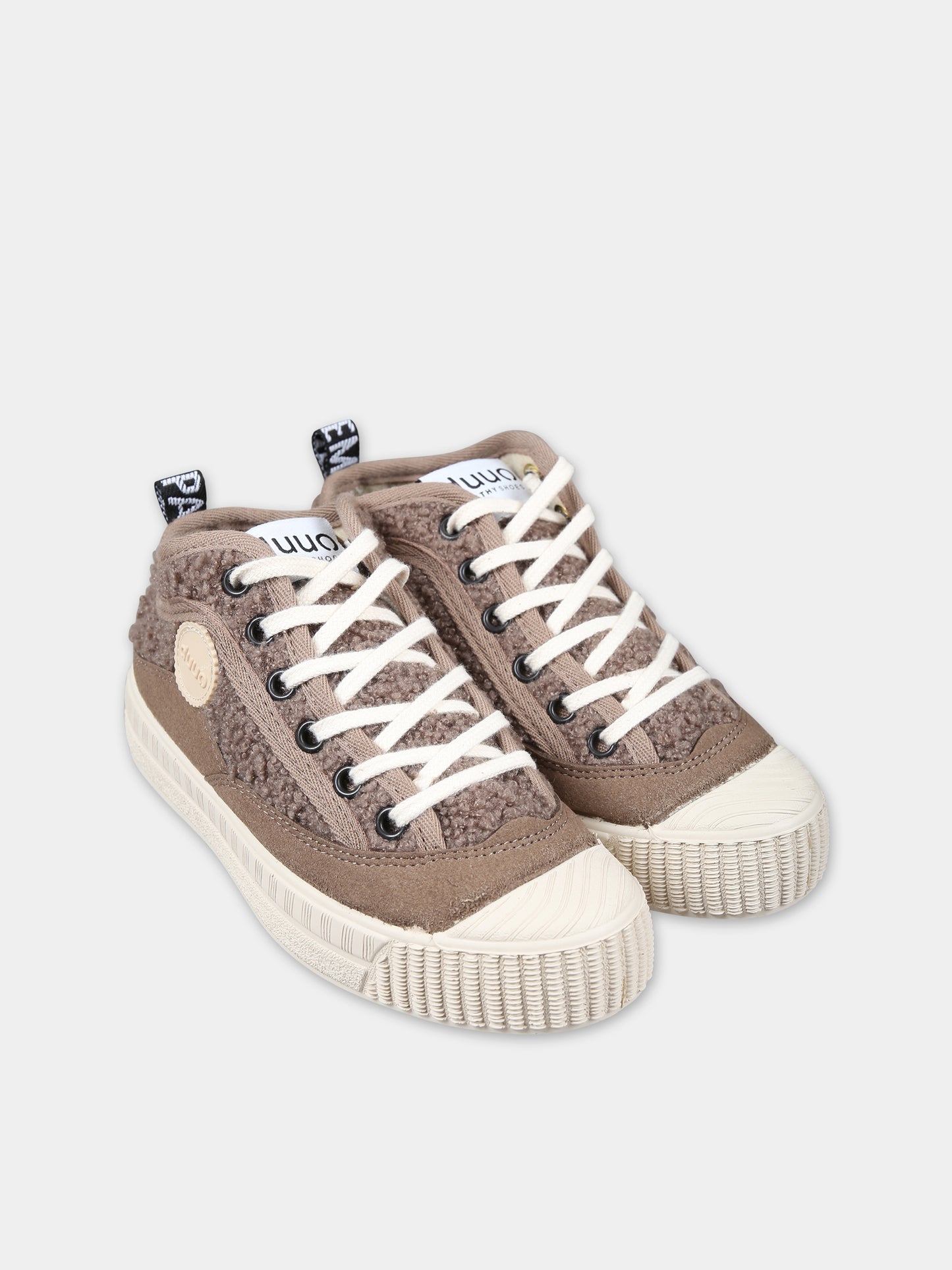 Brown sneakers for boy with logo