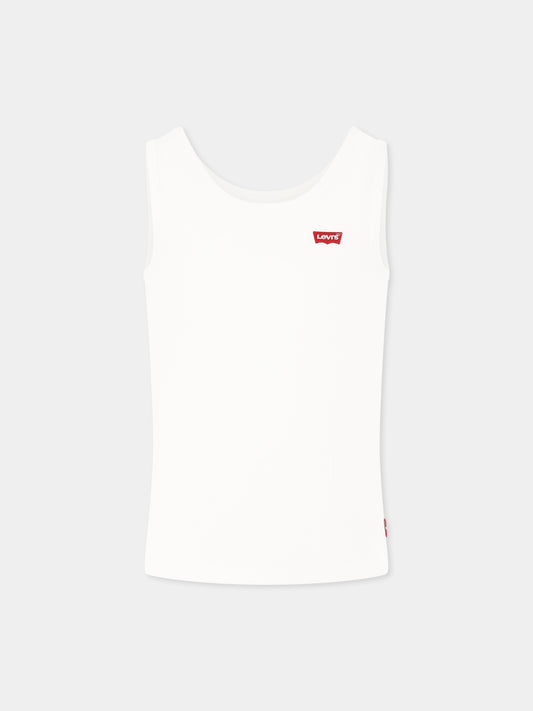 White tank top for girl with logo