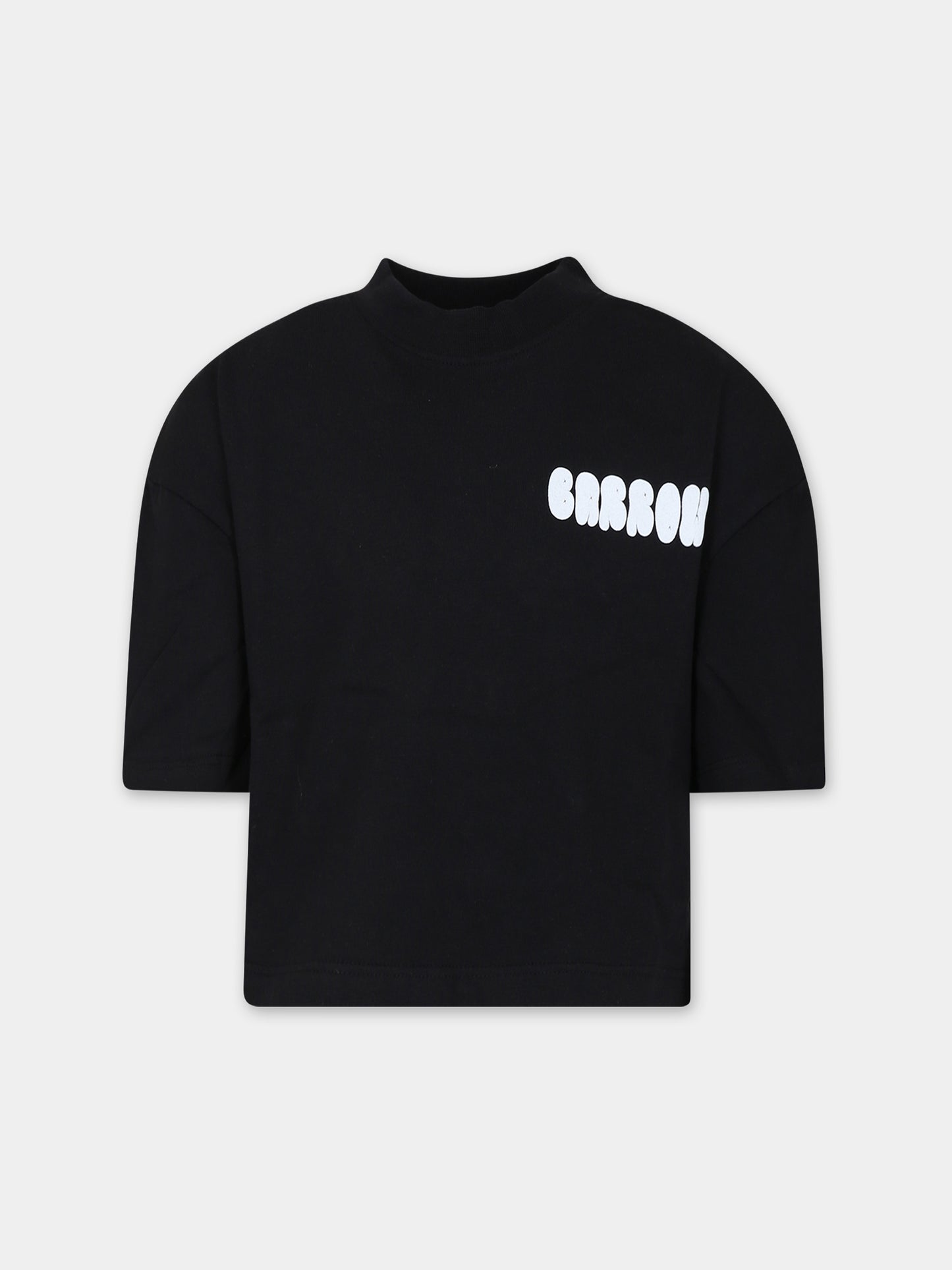 Black t-shirt for girl with logo and smiley