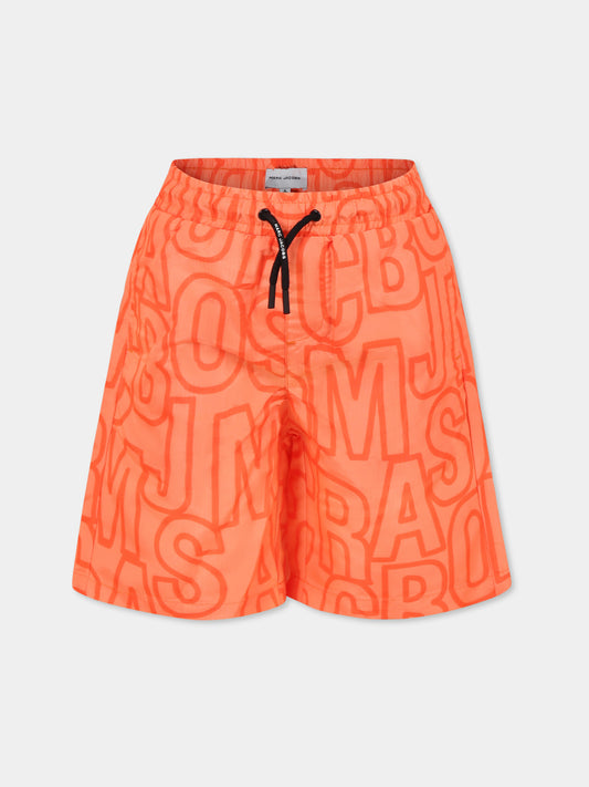 Boxer mare arancione per bambino con logo all over,Marc Jacobs,W60508 406