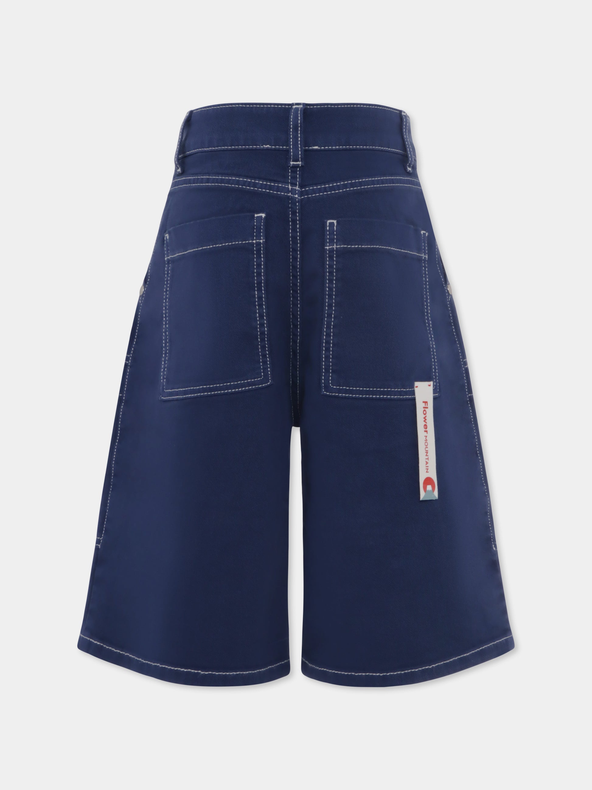 Shorts blu per bambino con logo,Flower Mountain,0C01 0016002867 01 AKINORI