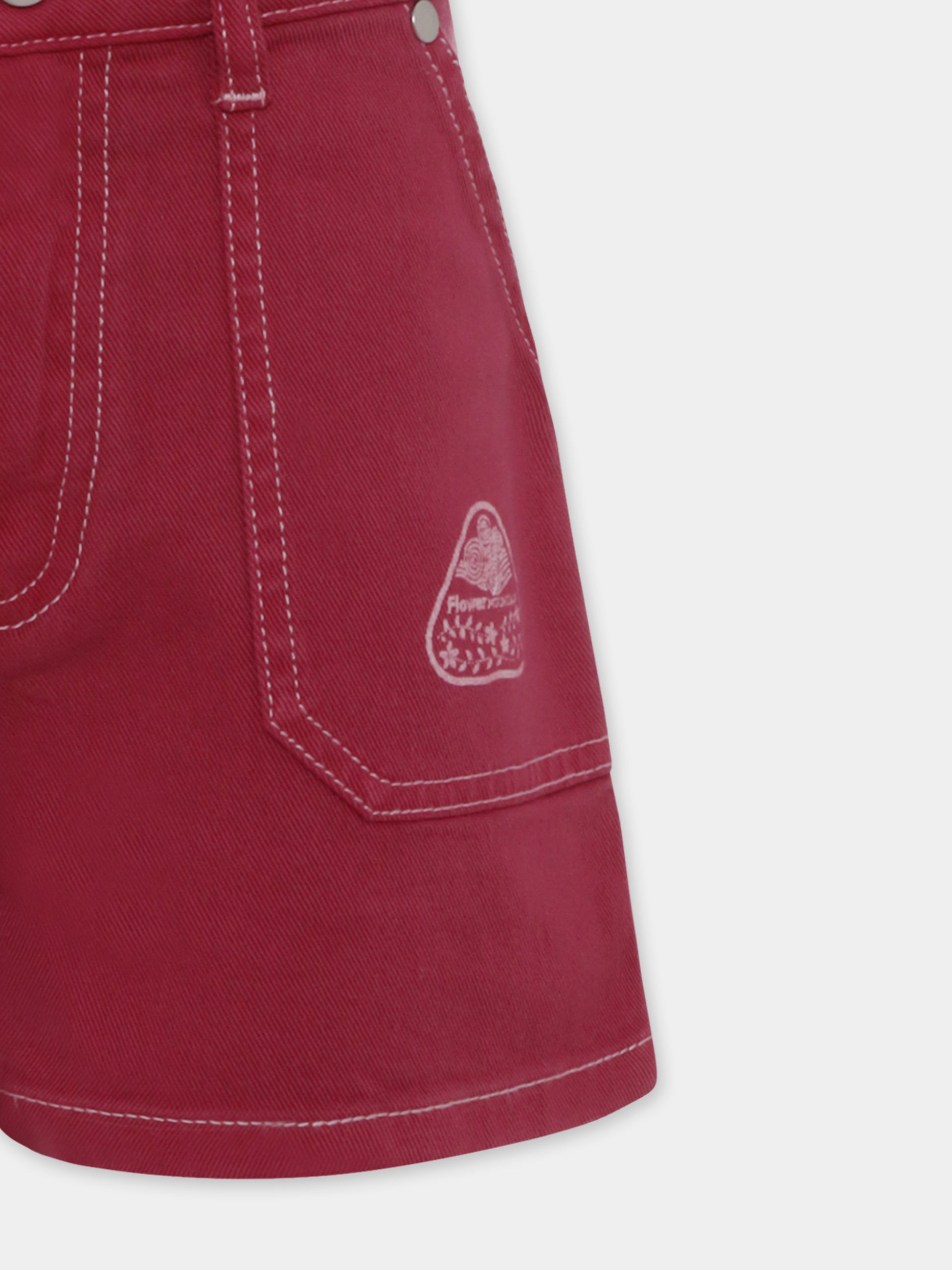 Shorts fucsia per bambina con logo,Flower Mountain,0L04 0016002866 01 AKIKO