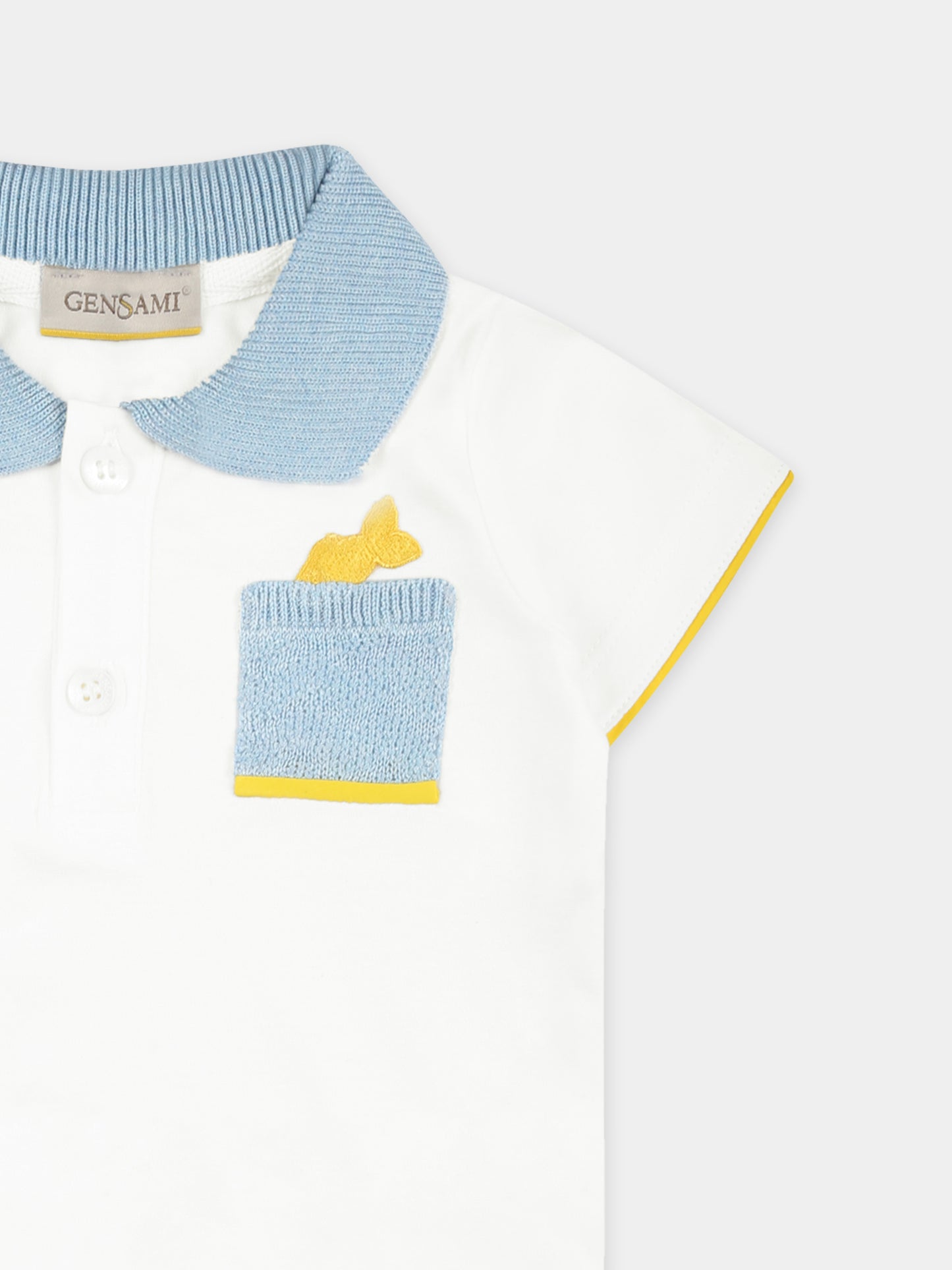 Pagliaccetto bianco per neonato con pesce,Gensami,TU02-B-JERSEY BB1