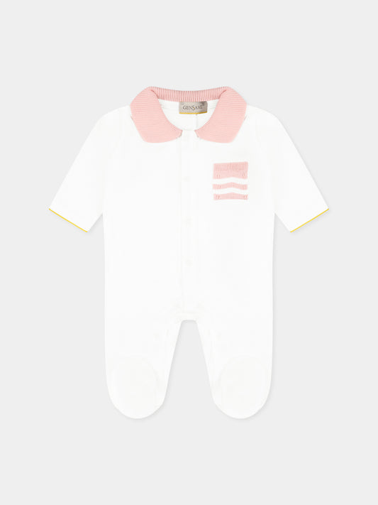 Tutina bianca per neonata con tasca,Gensami,TU01-B-JERSEY BG4