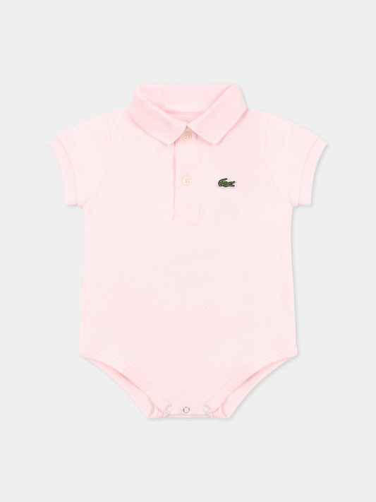 Body rosa per neonata con coccodrillo,Lacoste,4J8412 T03