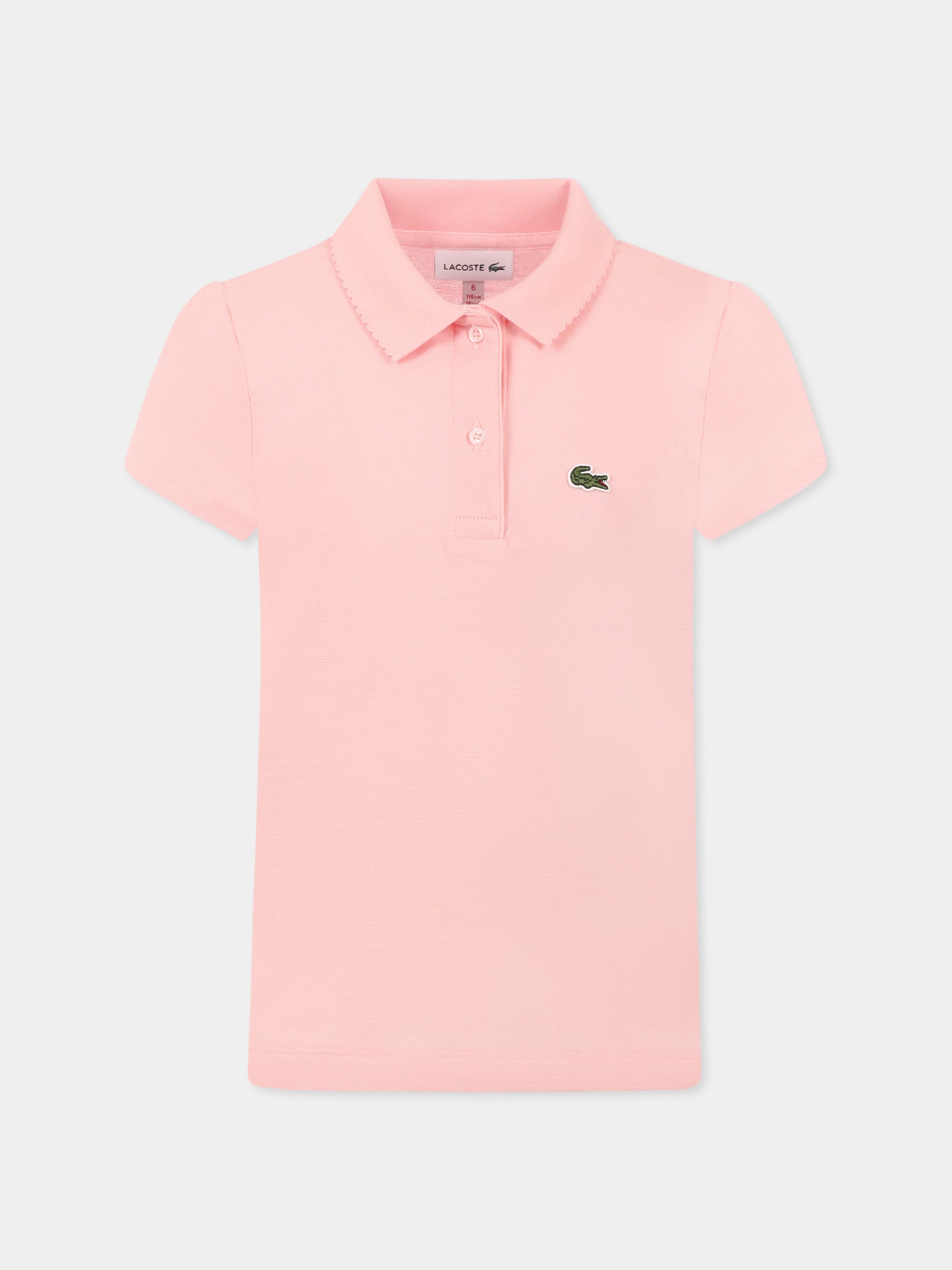 Polo rosa per bambina con coccodrillo,Lacoste,PJ3594 KF9