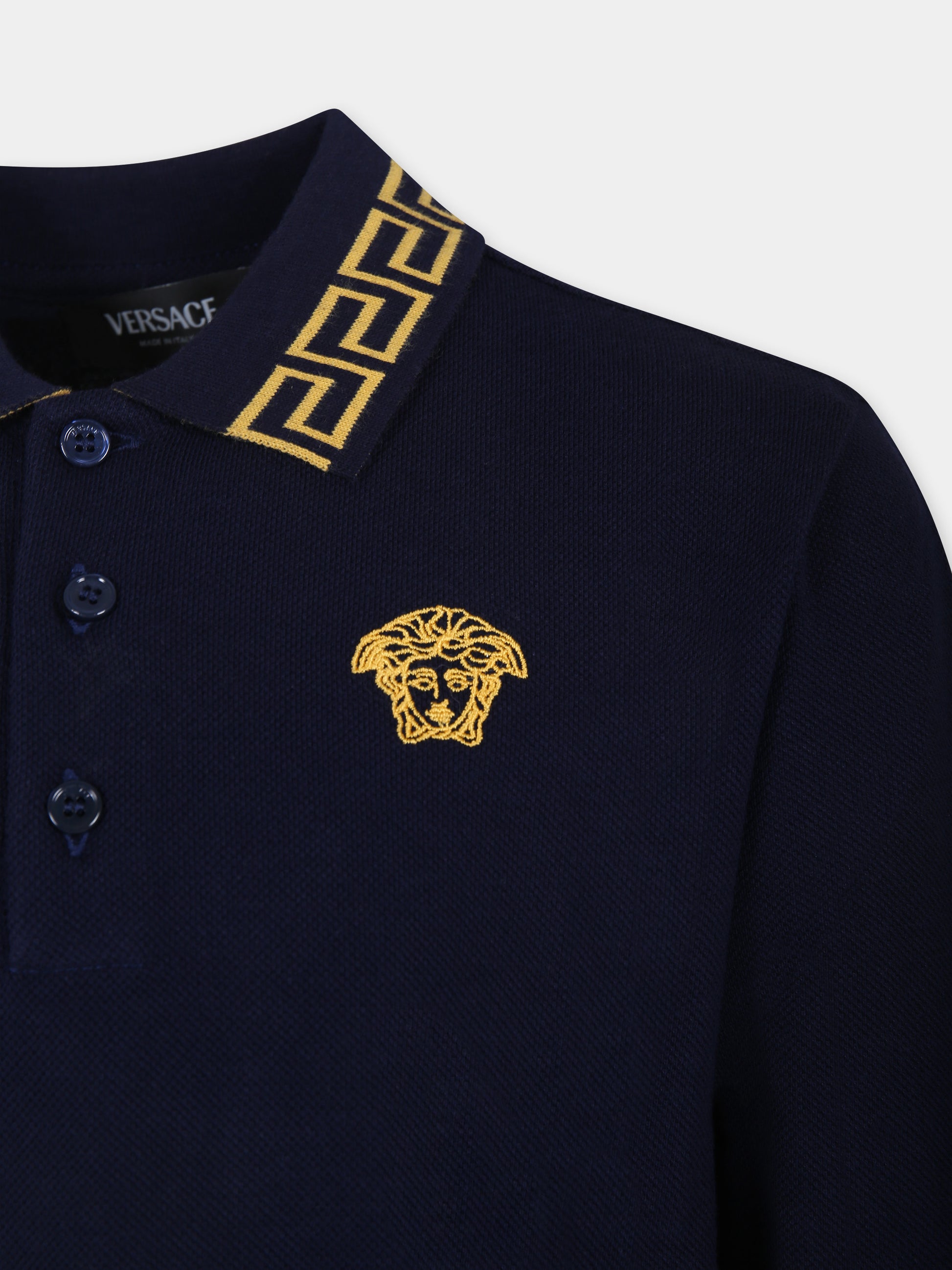 Polo blu per bambino con Medusa,Versace,1000220 1A08299 2U500