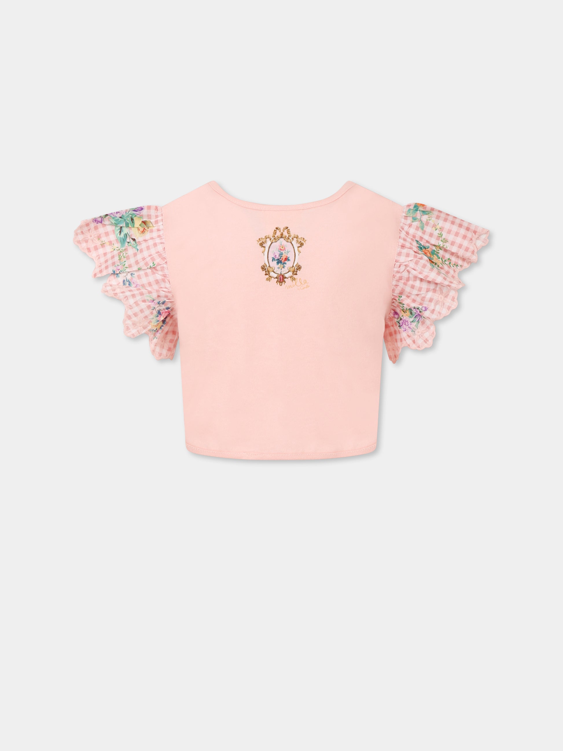 T-shirt crop rosa per bambina con logo,Camilla,00034390 LISBLULL