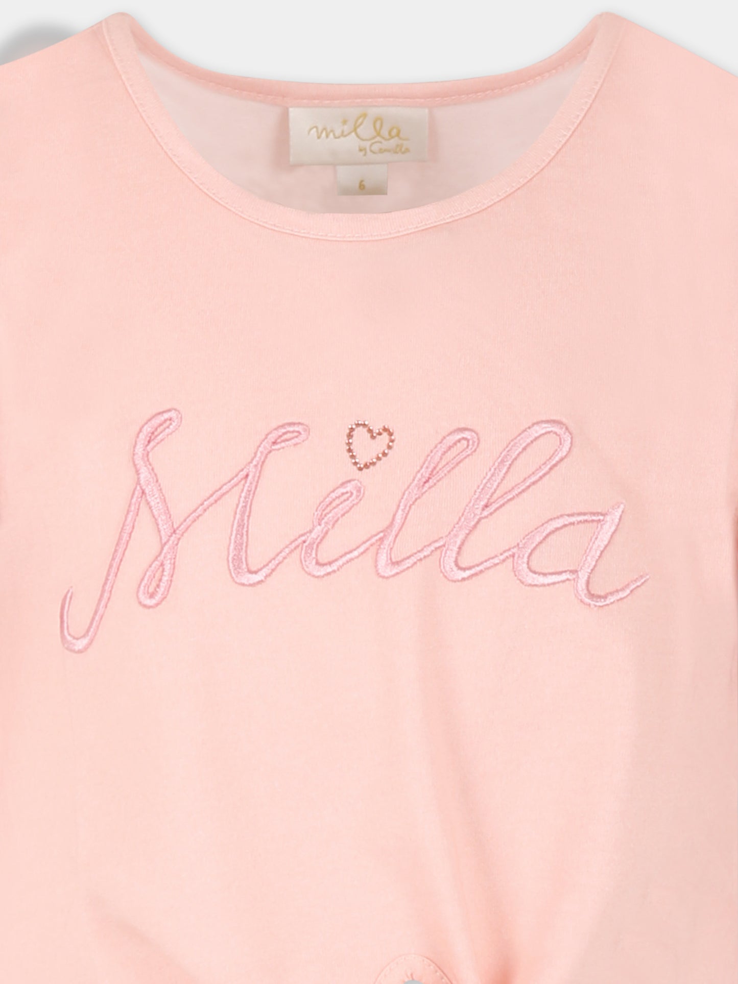 T-shirt crop rosa per bambina con logo,Camilla,00034390 LISBLULL