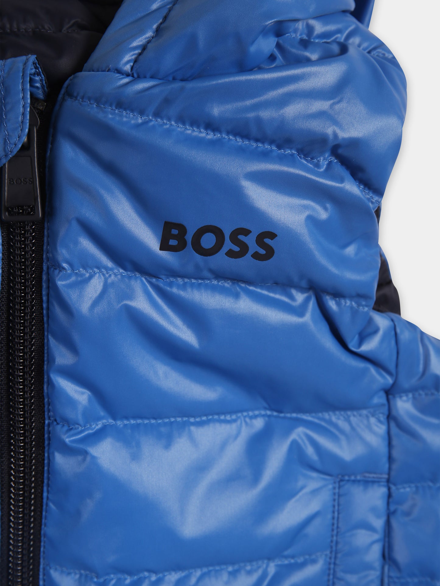 Gilet azzurro reversibile per neonato con logo,Boss,J06272 846