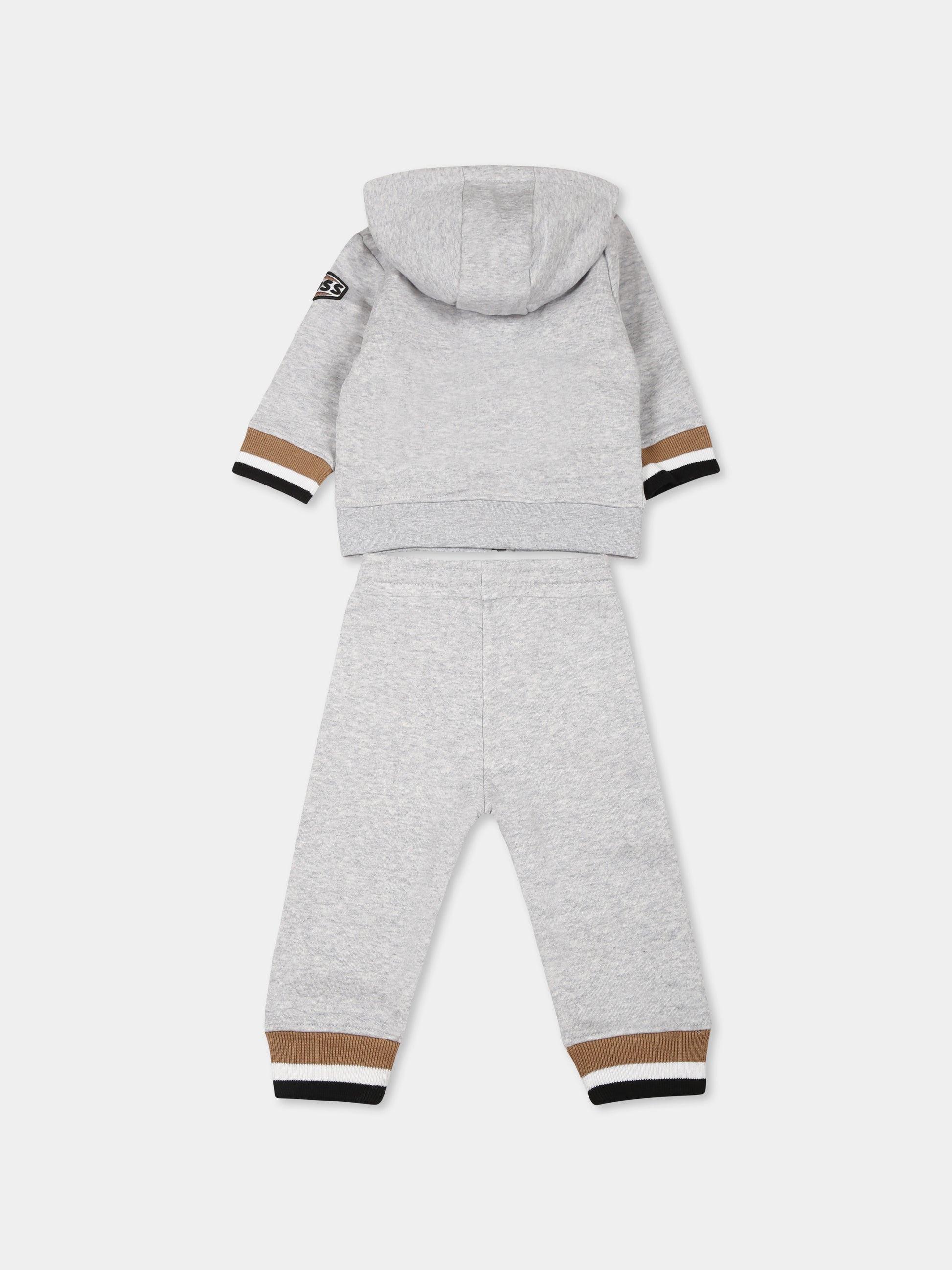 Completo grigio per neonato con logo,Boss,J08086 A32