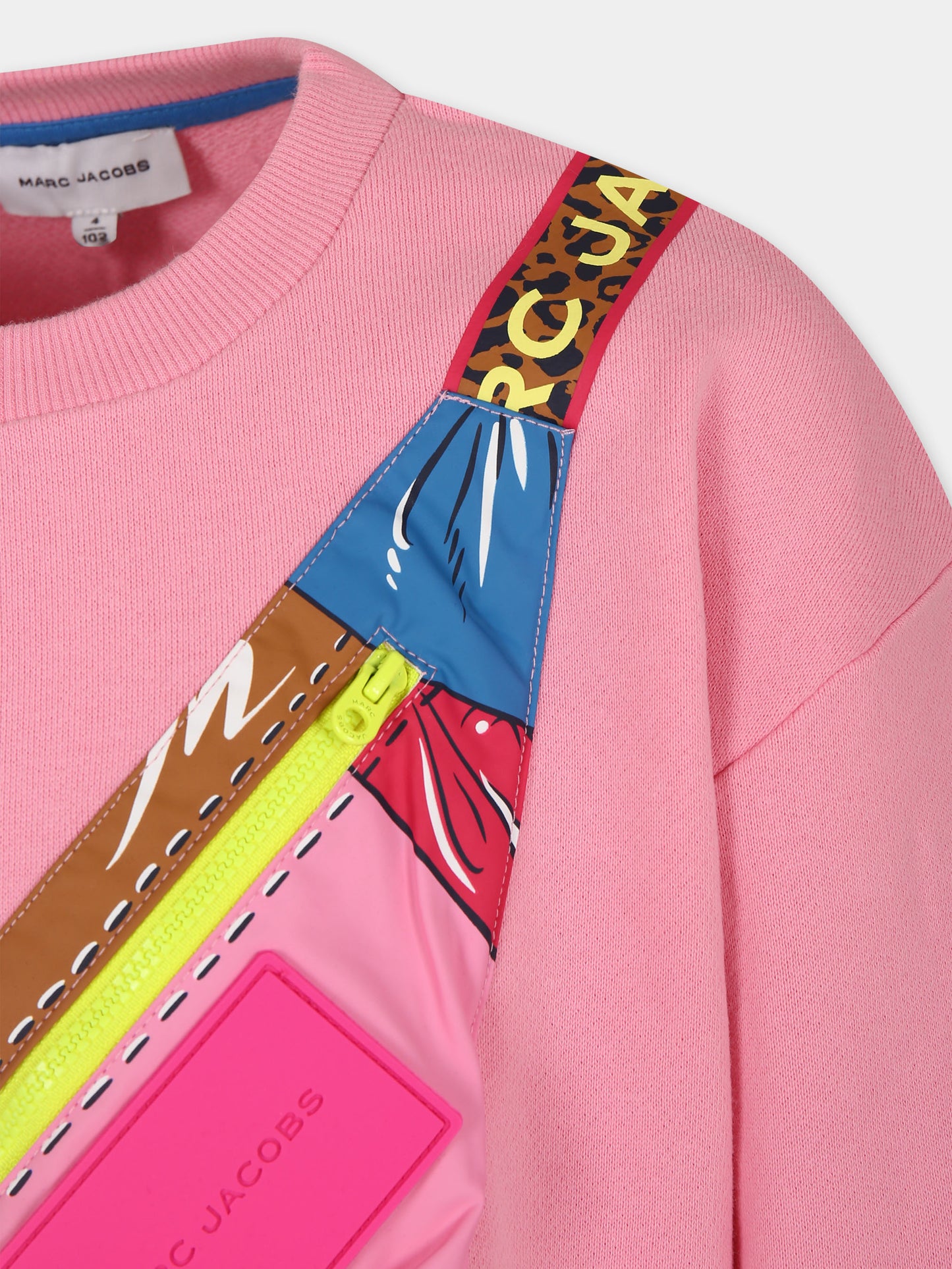 Pink sweatshirt for girl  belt bag print