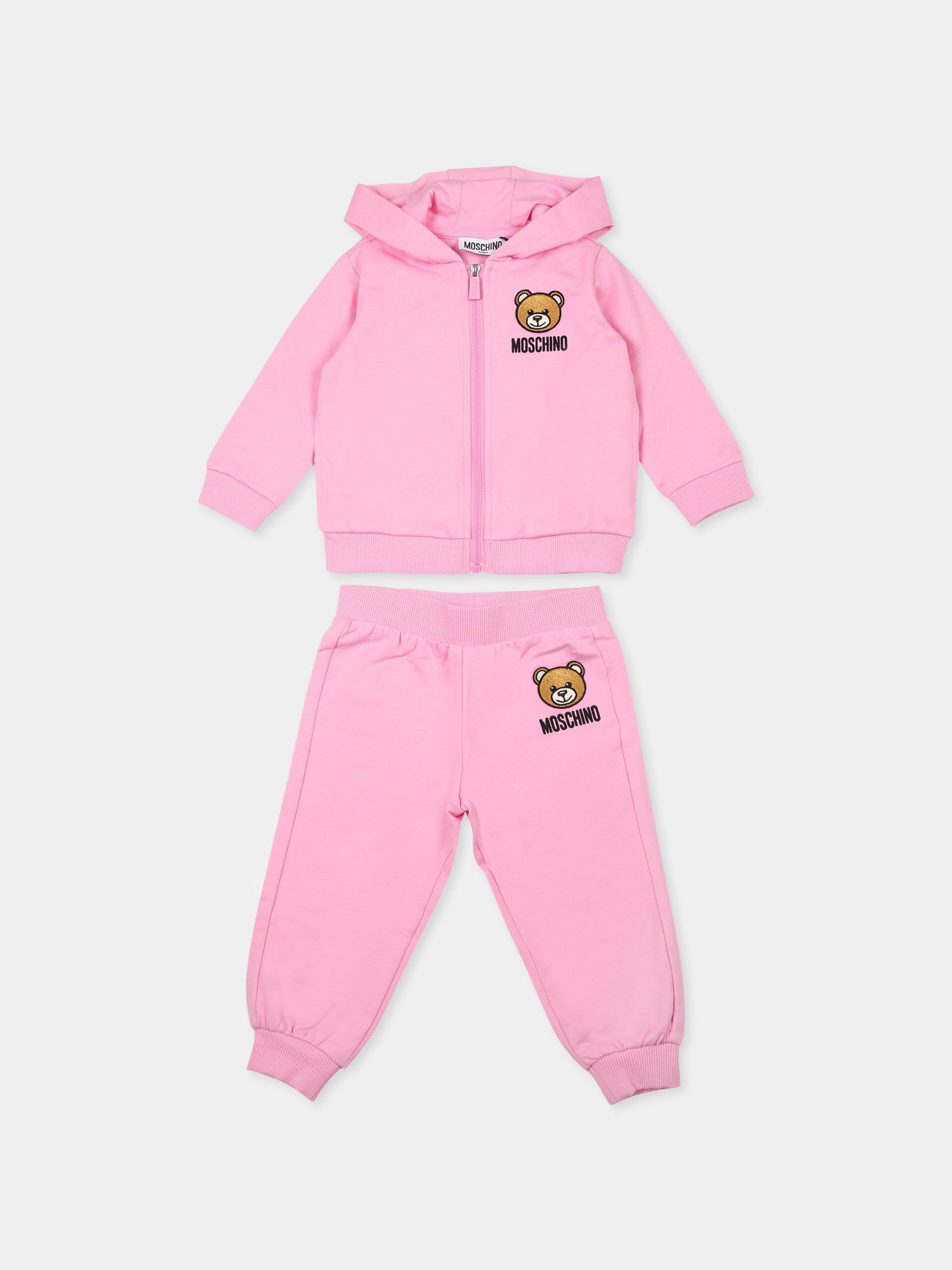 Completo rosa per neonata con Teddy Bear,Moschino Kids,MUK04P LCA74 50206