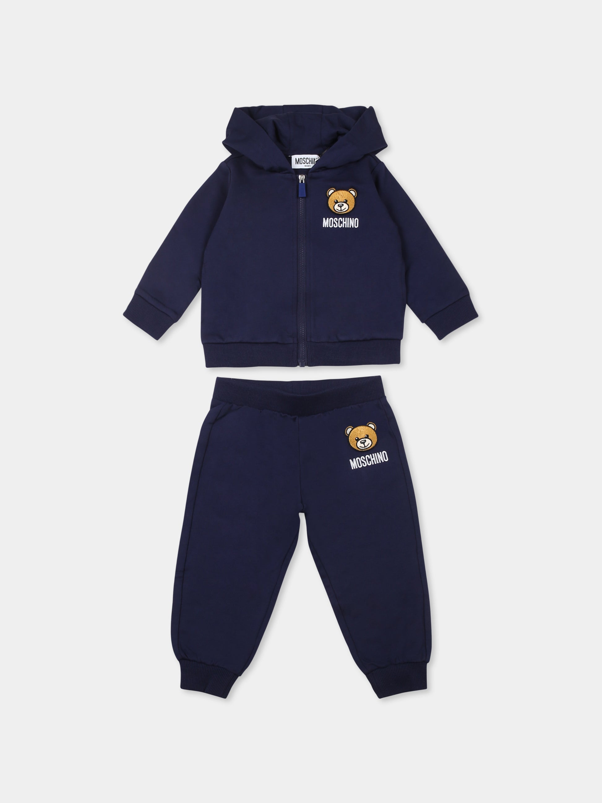 Completo blu per neonato con Teddy Bear,Moschino Kids,MUK04P LCA74 40016