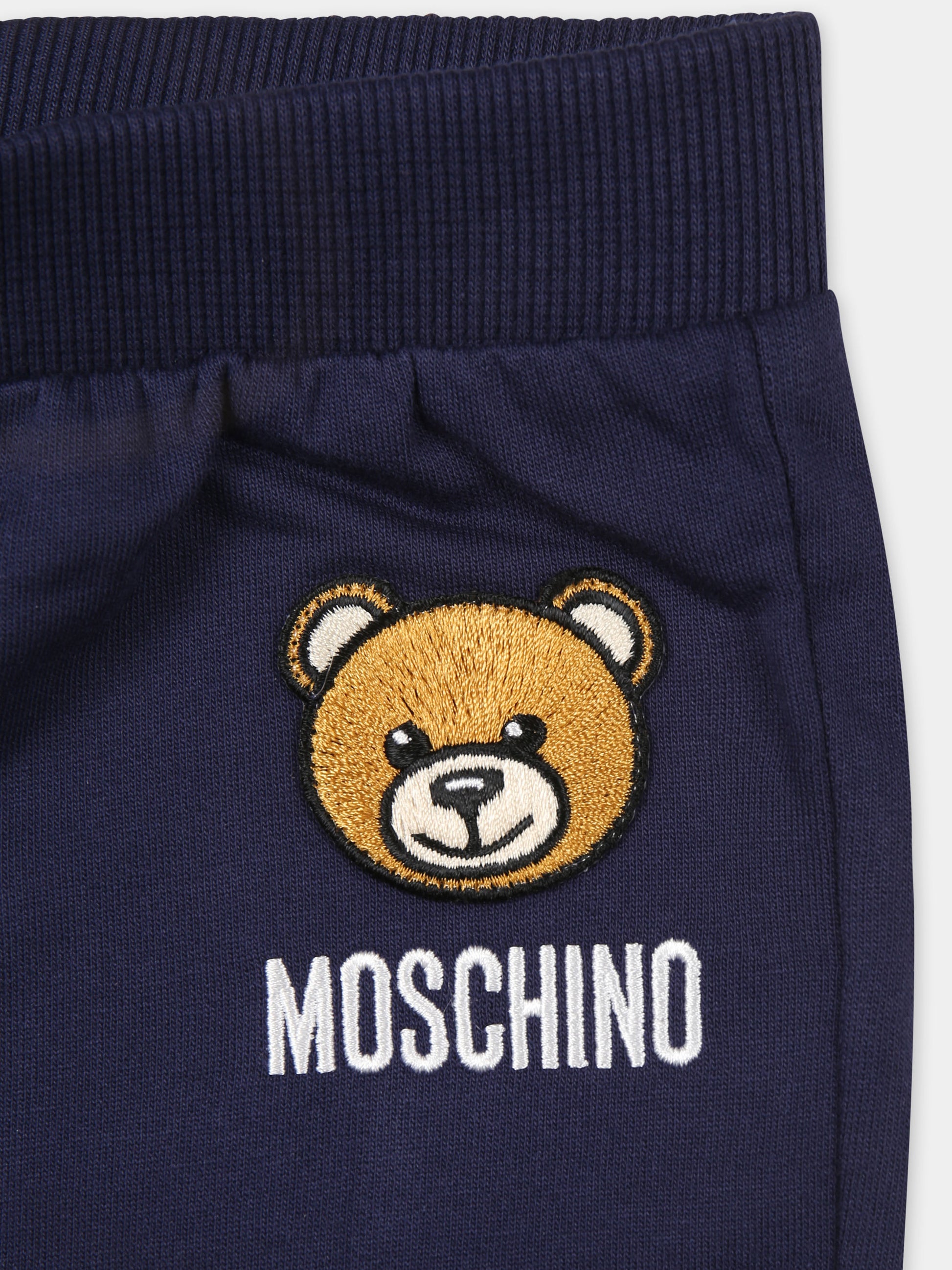 Completo blu per neonato con Teddy Bear,Moschino Kids,MUK04P LCA74 40016