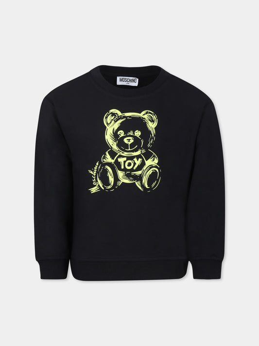 Felpa nera per bambino con Teddy Bear,Moschino Kids,HPF078 LDA57 60100