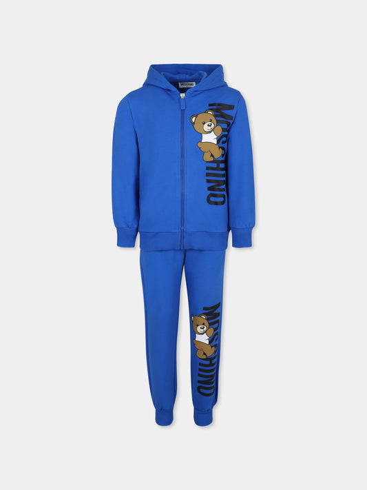 Completo azzurro per bambino con logo,Moschino Kids,HUK03M LDA27 40289