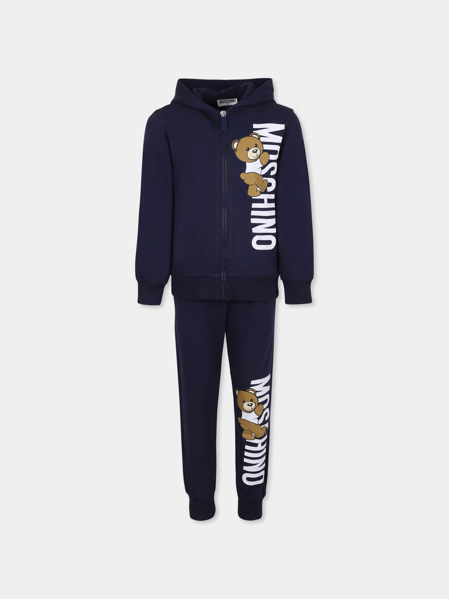 Completo blu per bambino con Teddy Bear e logo,Moschino Kids,HUK03M LDA27 40016