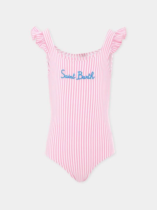 Costume intero rosa per bambina con logo,Mc2 Saint Barth,TILD0001 04263H