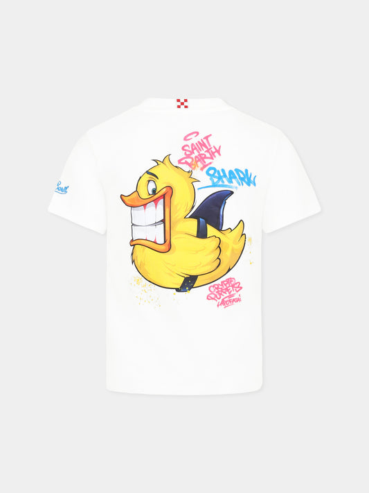 White t-shirt for boy with duck