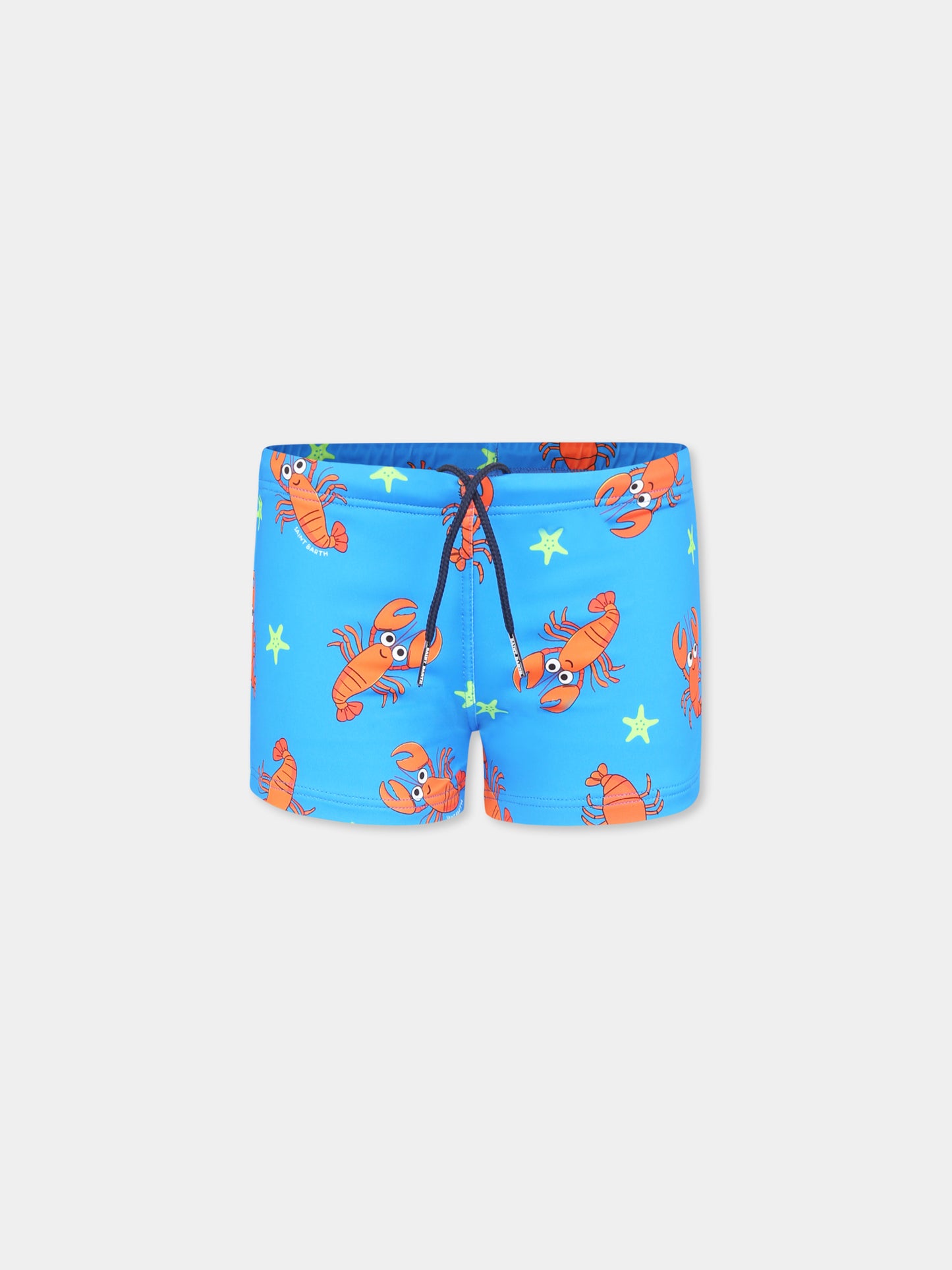 Light blue swim short for boy with lobster